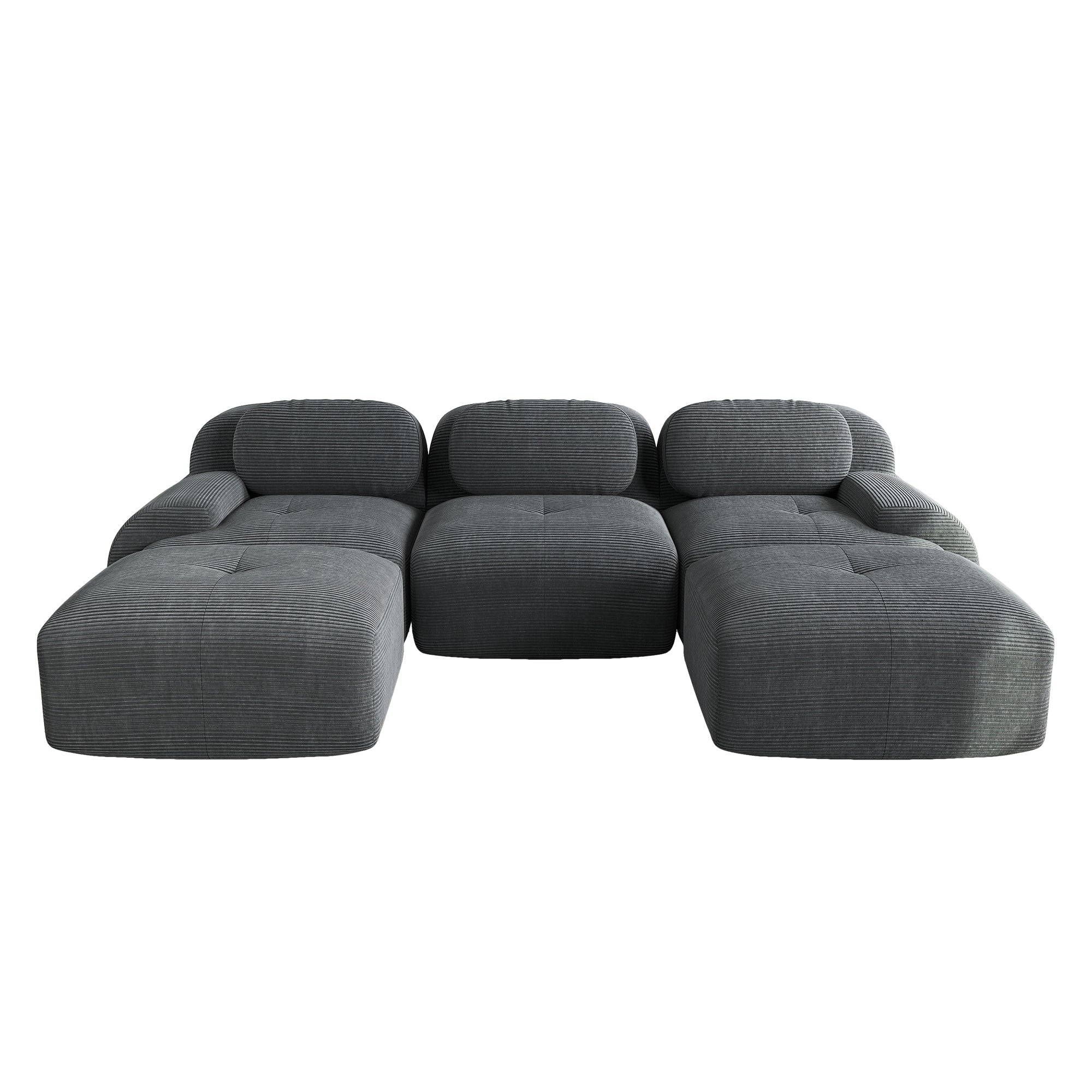 Logidon Modular U Sofa Cord Fabric Gray Non-Slip Pet Friendly