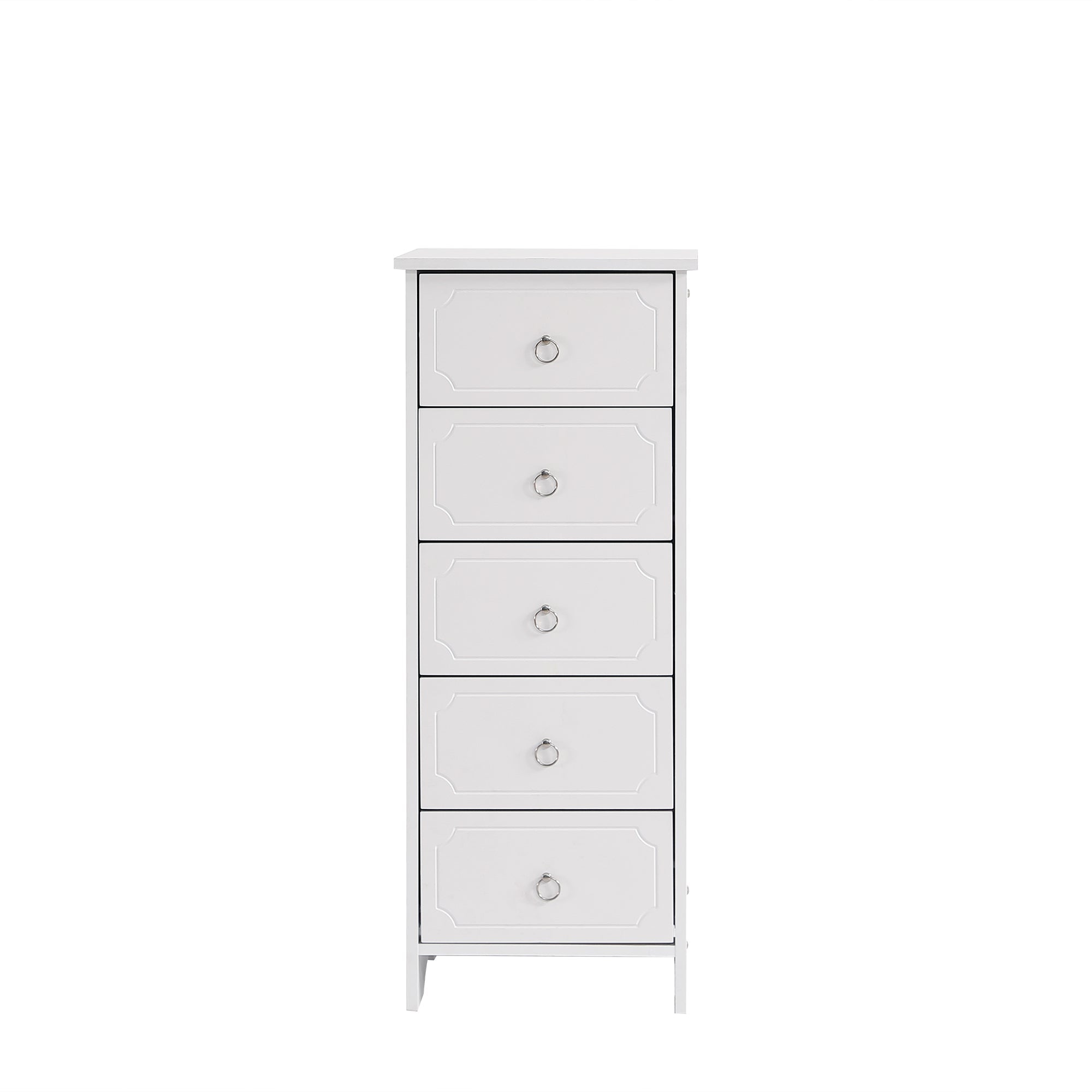 Logidon Classic Chest of Drawers White with 5 Drawers Silent Glides