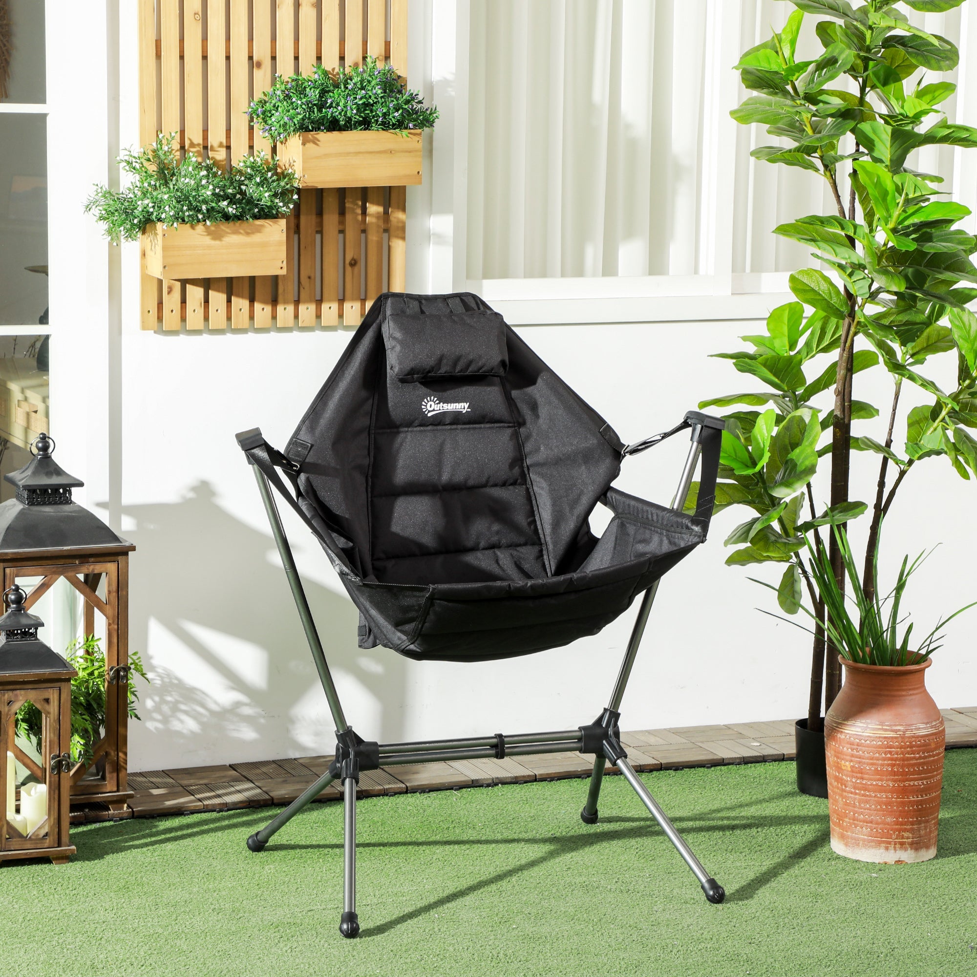 Logidon Hangmat Campingstoel Opvouwbaar tot 120kg Zwart Oxford