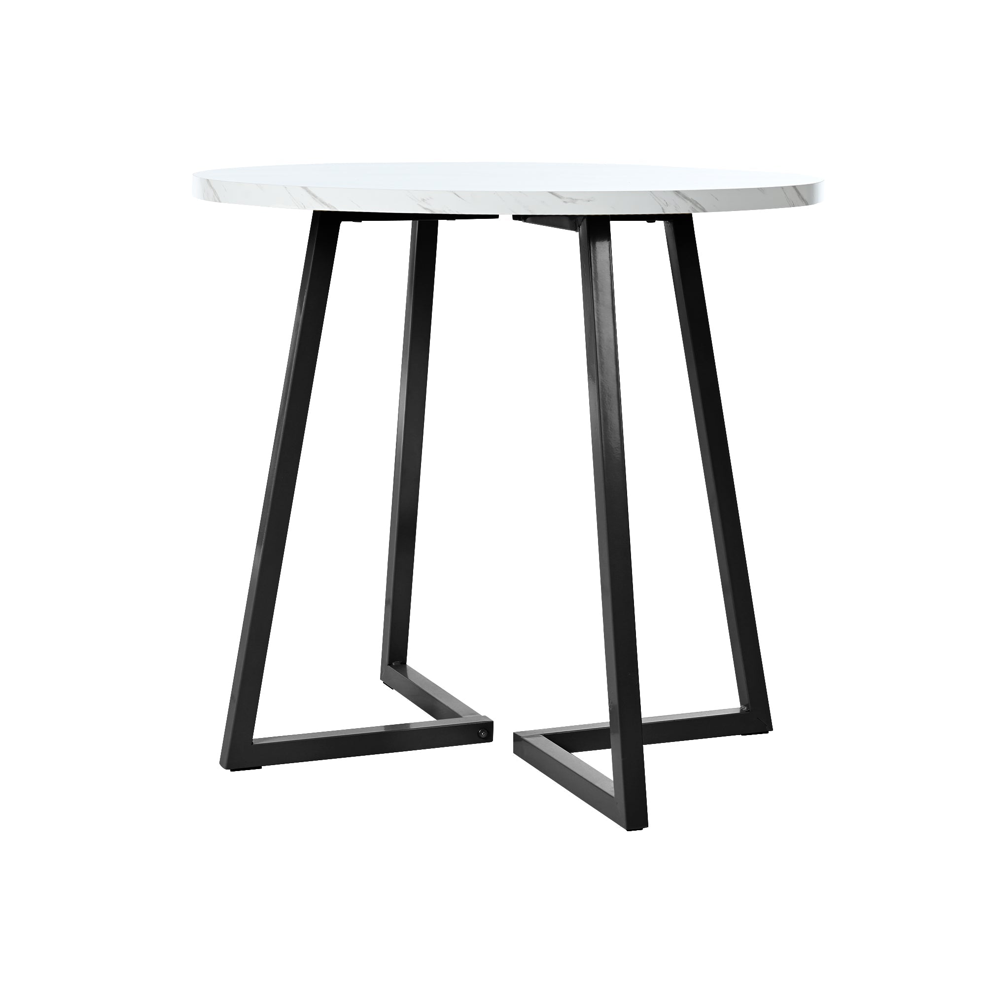 Logidon Ronde Eettafel Wit Zwart MDF Marmer Patroon 80 cm