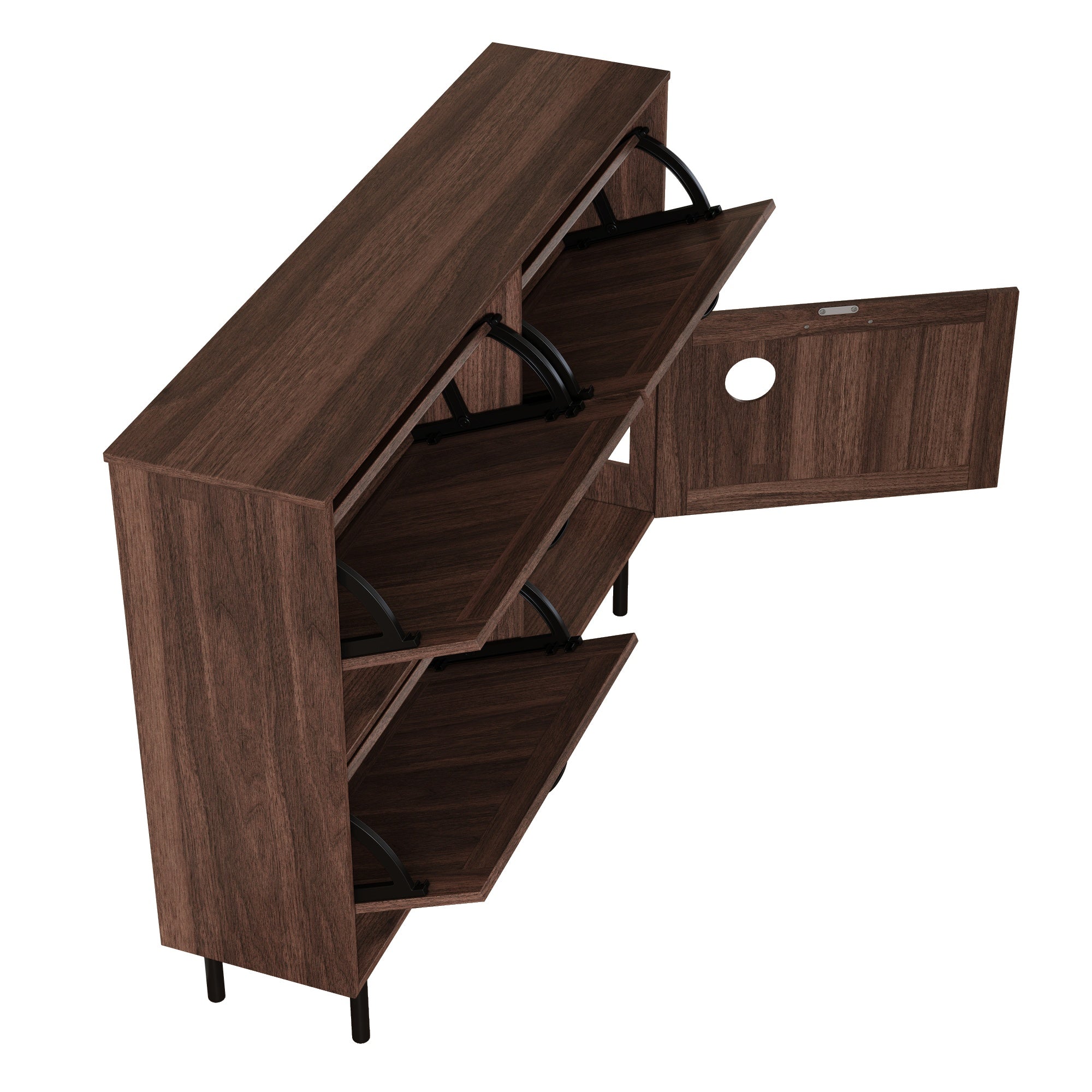 Logidon smalle schoenenkast 120x28x92 cm walnoot bruin 4 deuren