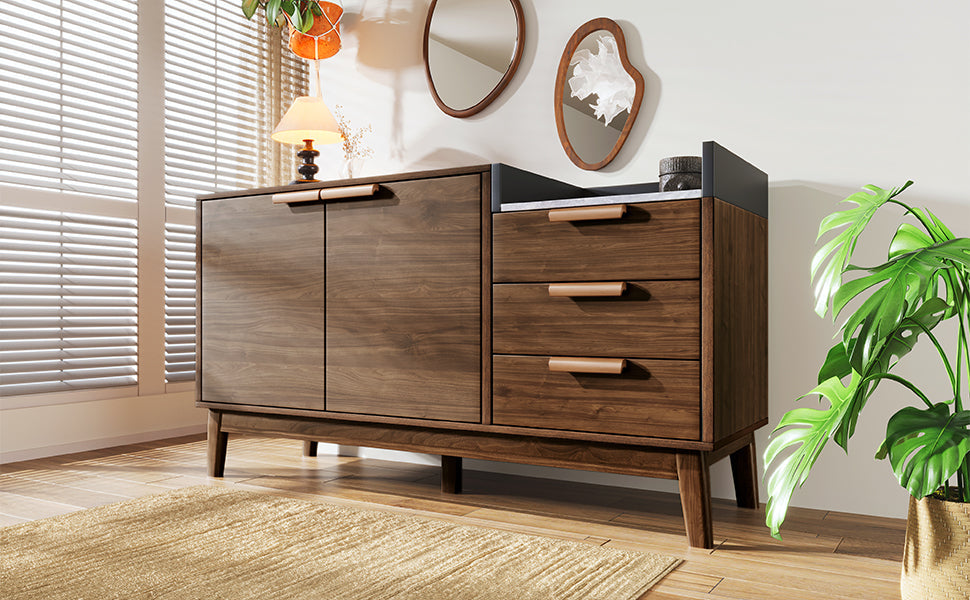 Logidon woonkamer ladekast eiken decor marmerlook blad 3 lades