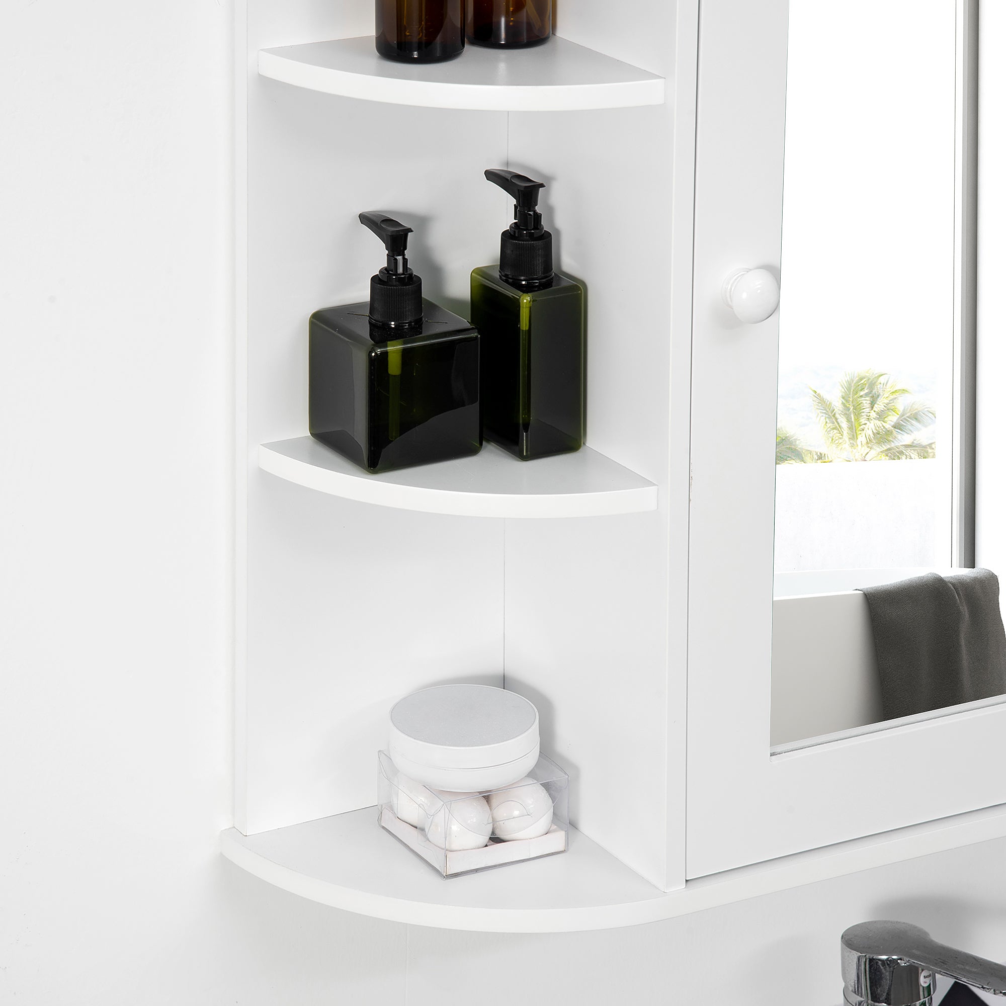 Logidon mirror cabinet bathroom mirror white 66x63 cm 8 compartments wall mounting