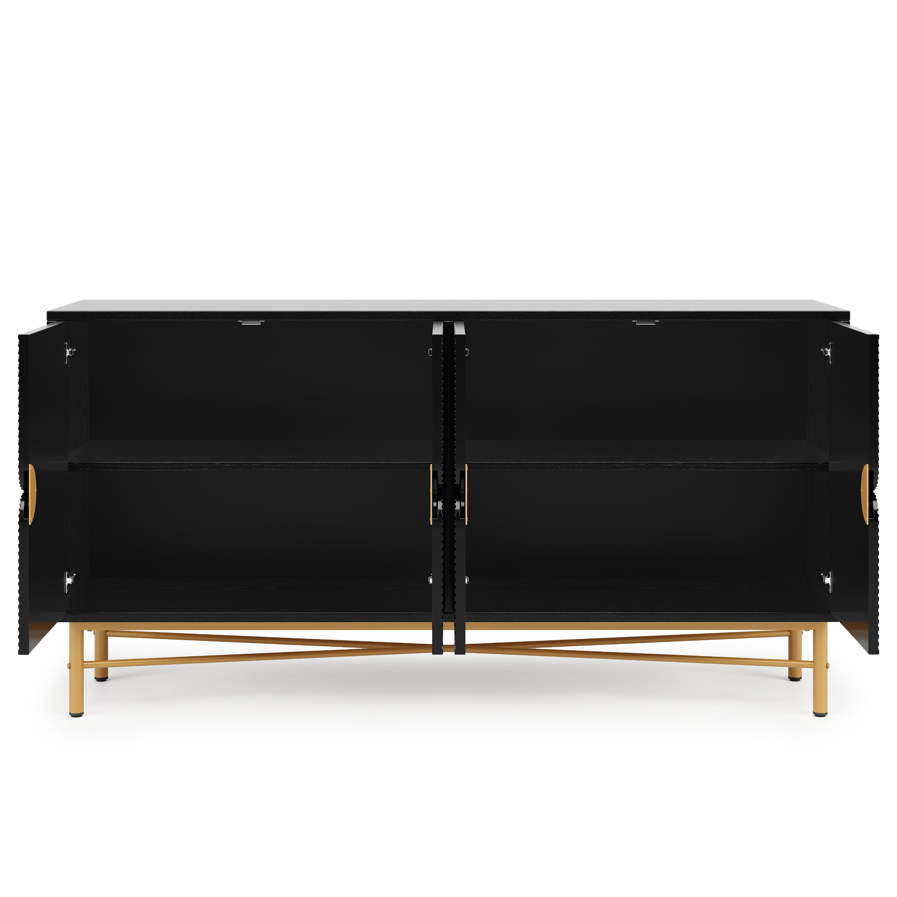 Logidon dressoir luxe structuur 160×40×82 cm zwarte hoogglans poten