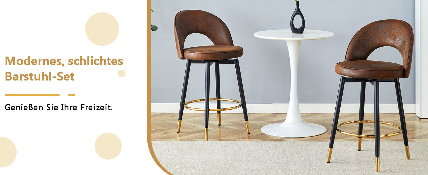 Logidon 360° draaibare barstoel bruin technologie stof set van 2