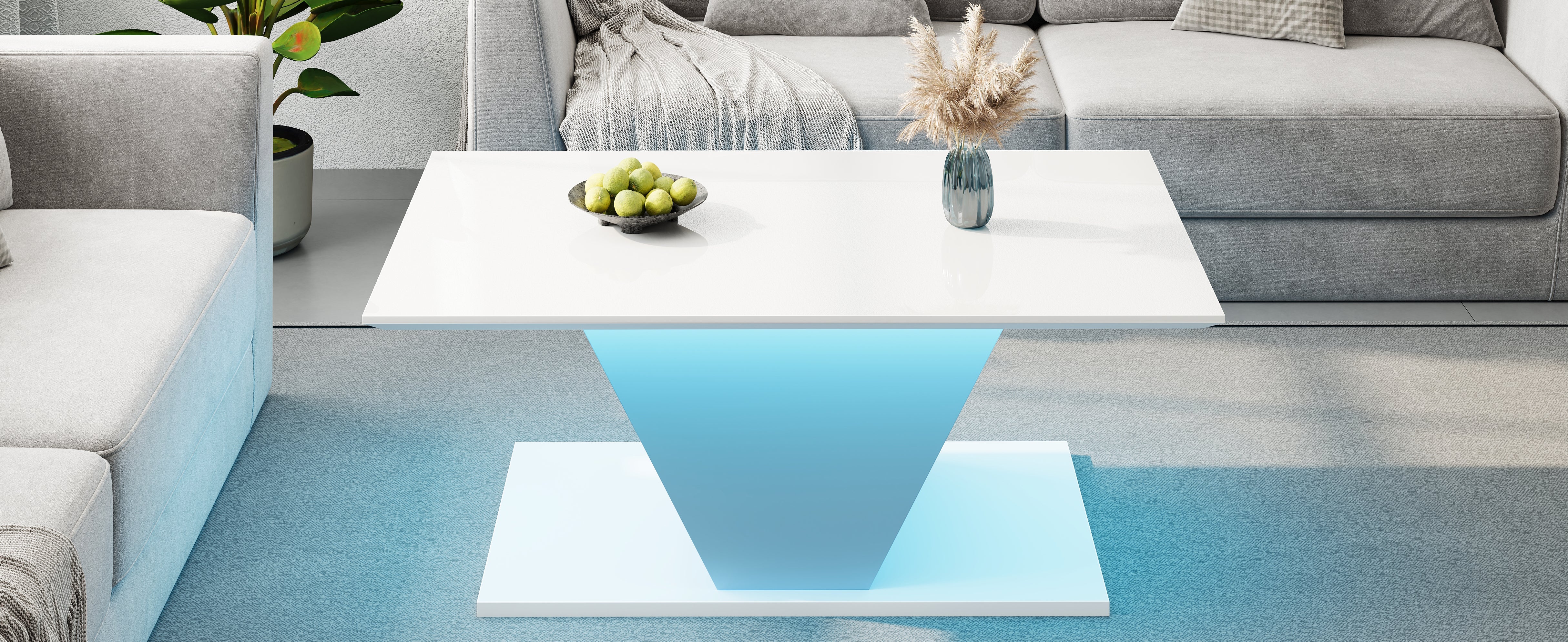 Logidon V-vorm salontafel wit hoogglans LED verlichting 100x50x46 cm