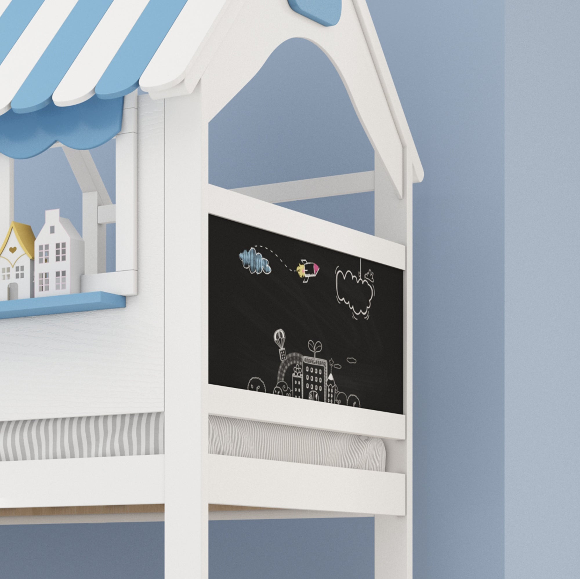 Logidon stapelbed kinderbed met opbergruimte 90x200/120x200 wit-blauw