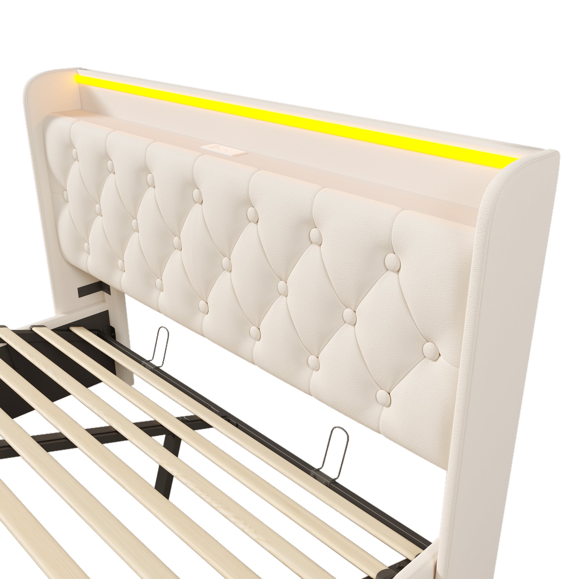 Logidon upholstered bed double bed 360 LED function 140x200 white PU