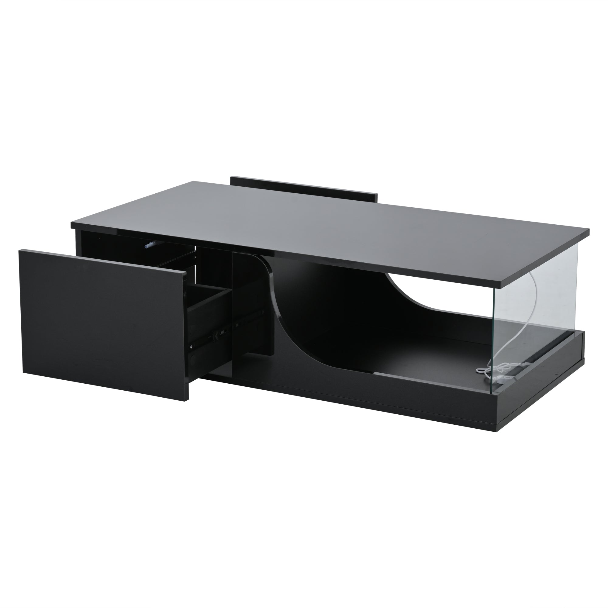 Logidon Zwarte hoogglans salontafel 100x50x30 cm LED-verlichting
