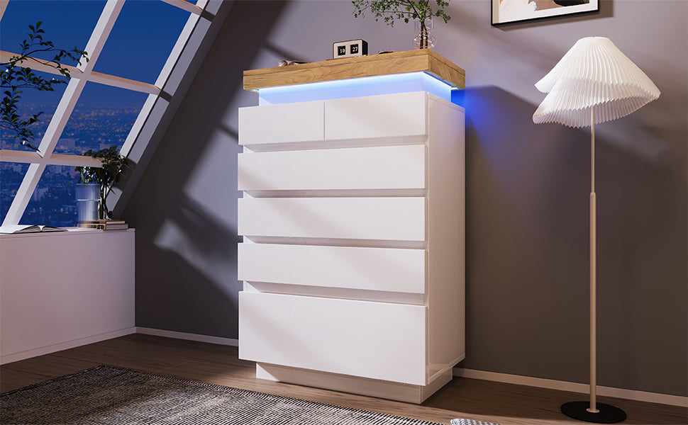 Logidon sideboard 6 drawers white 115x73x39 cm LED app control
