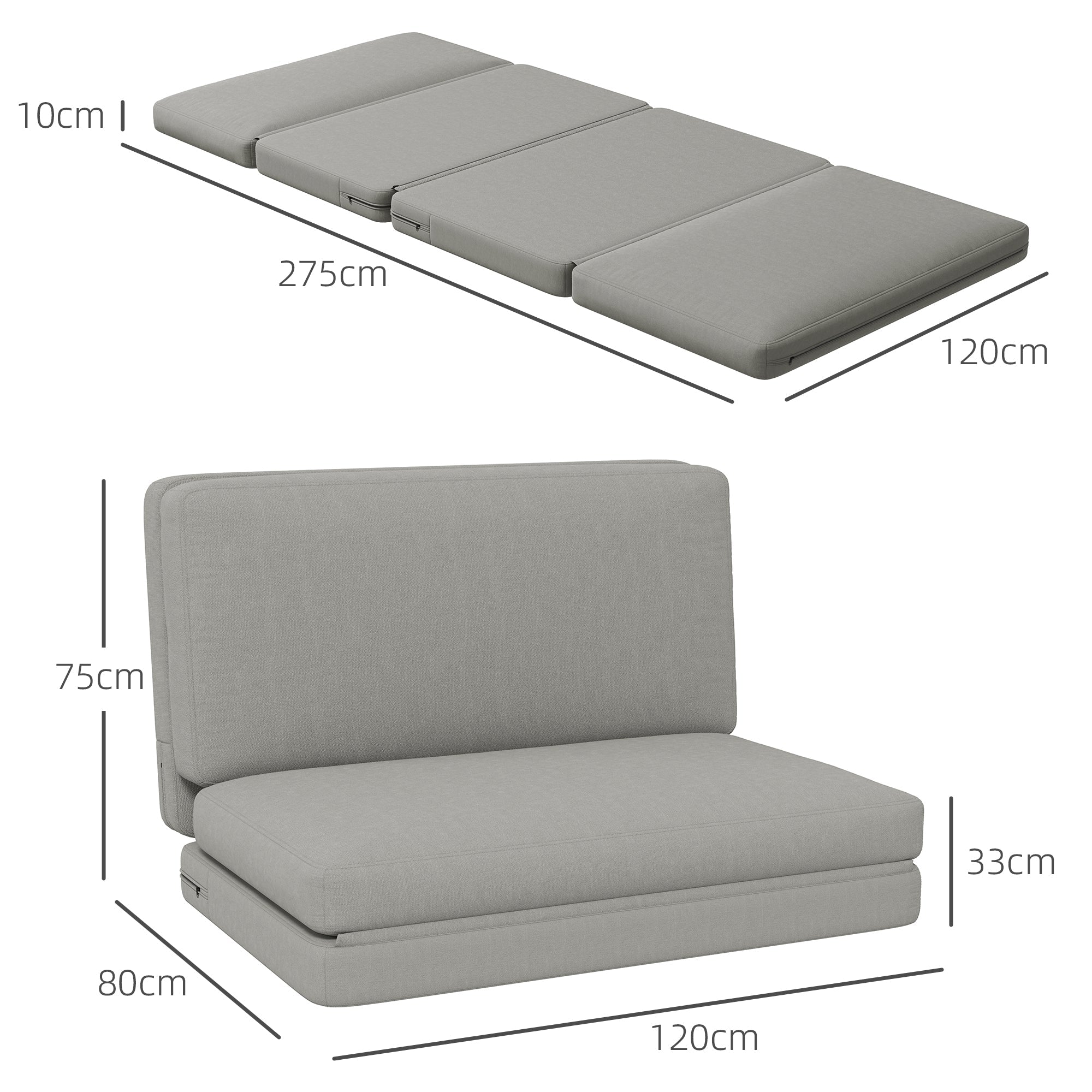 Logidon vloerbank 3-in-1 slaapbank fluweellook lichtgrijs belastbaar tot 240 kg