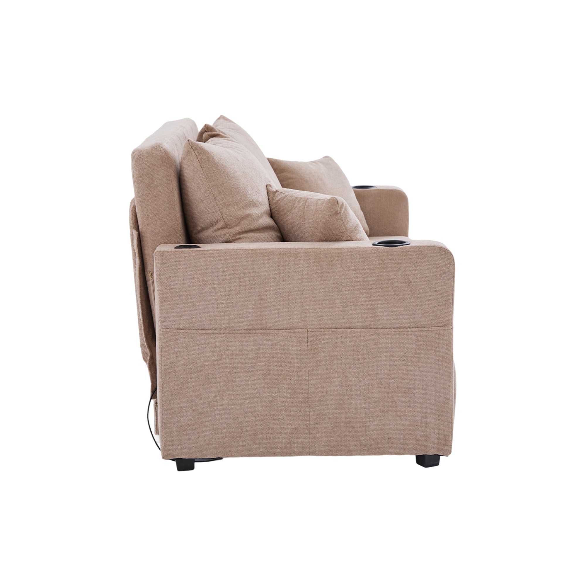 Logidon multifunctionele stoffen bank Khaki Velvet met USB-oplaadfunctie