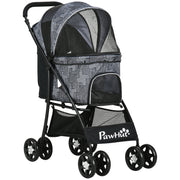 Logidon Hondenbuggy Opvouwbaar met Gaasvenster Grijs Zwart 81x48x99