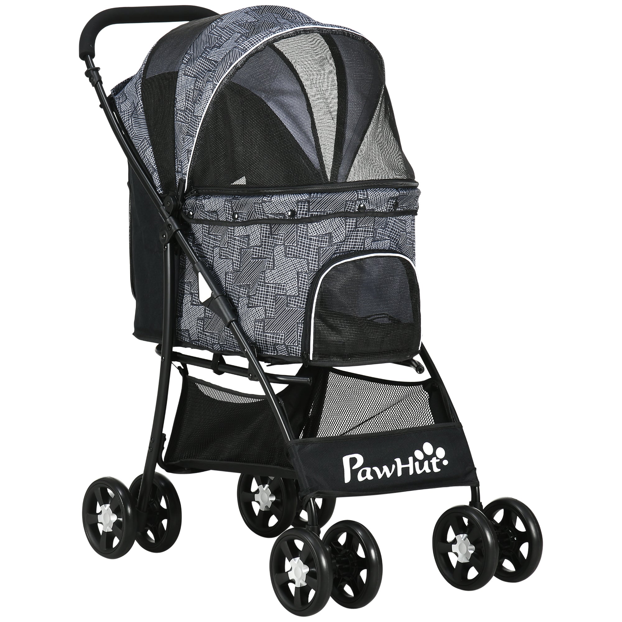 Logidon Hondenbuggy Opvouwbaar met Gaasvenster Grijs Zwart 81x48x99