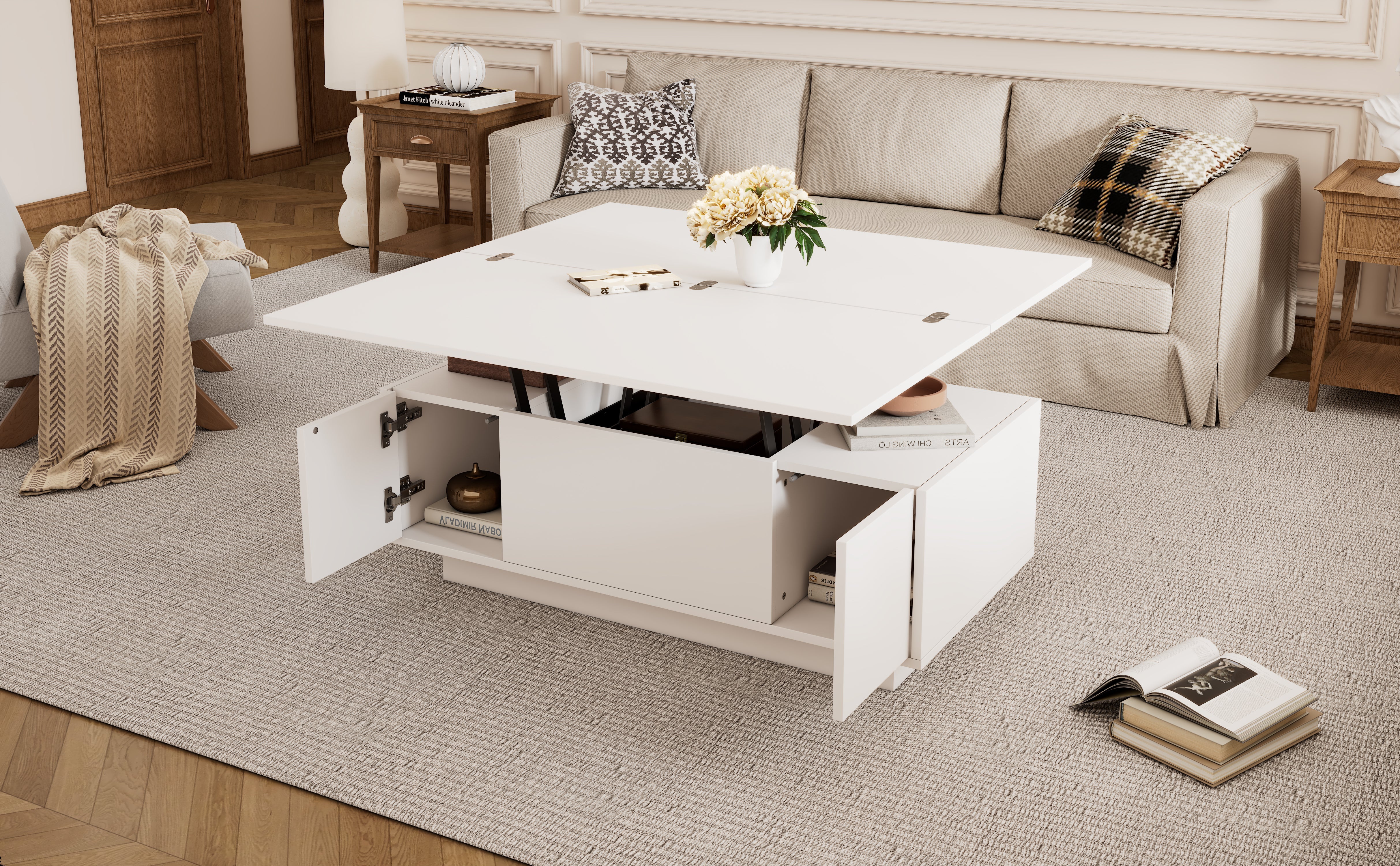 Logidon moderne salontafel met dubbel hefmechanisme, opbergruimte