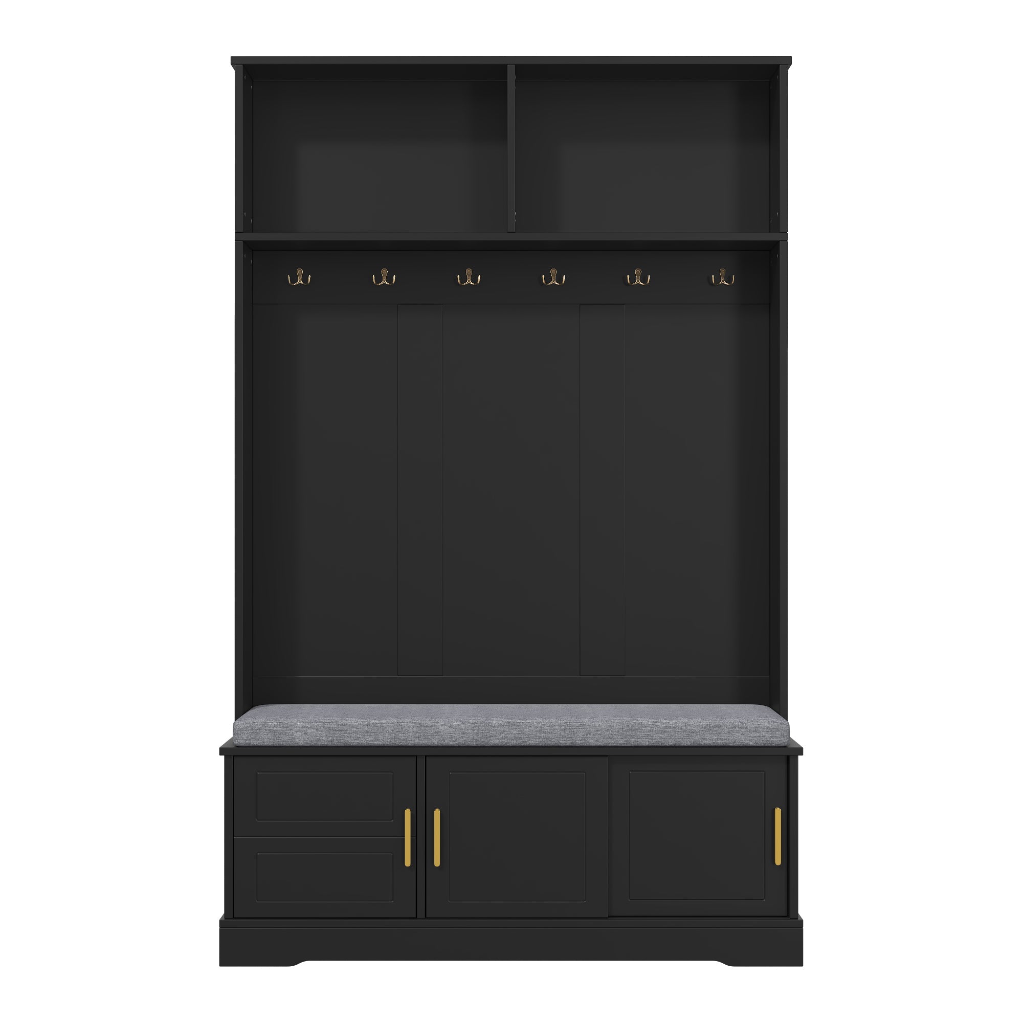 Logidon kapstok schoenenbank met 6 drievoudige haken zwart 120x40x191 cm