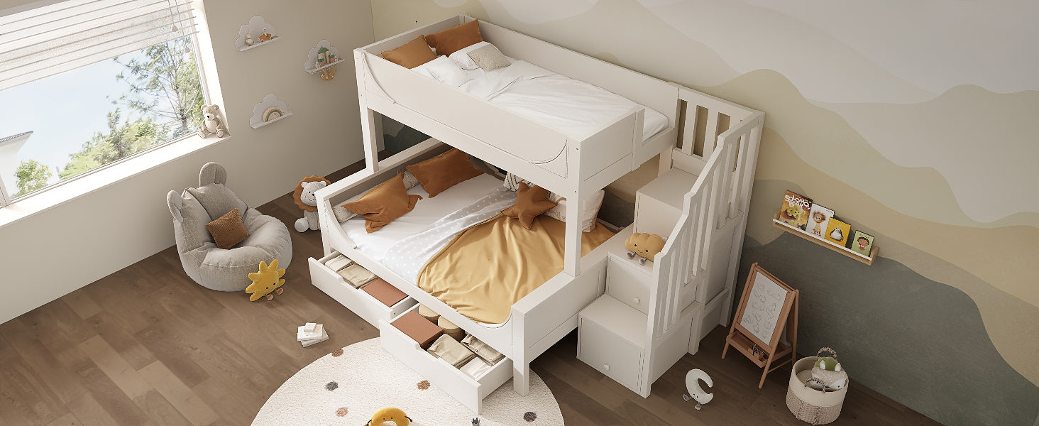 Logidon stapelbed kinderbed wit met ladderkast en lades