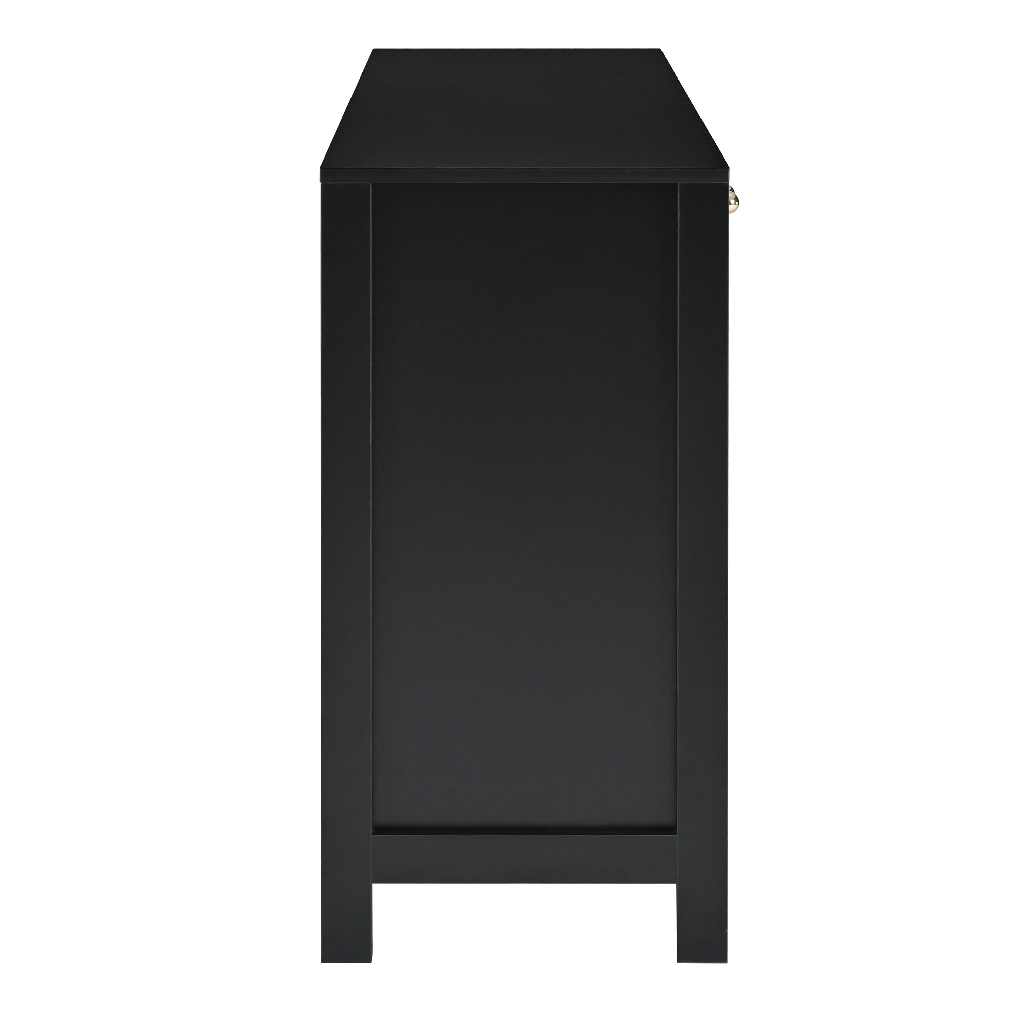 Logidon Dressoir Zwart Met Rotan Deuren Modern Buffet 145x40x80