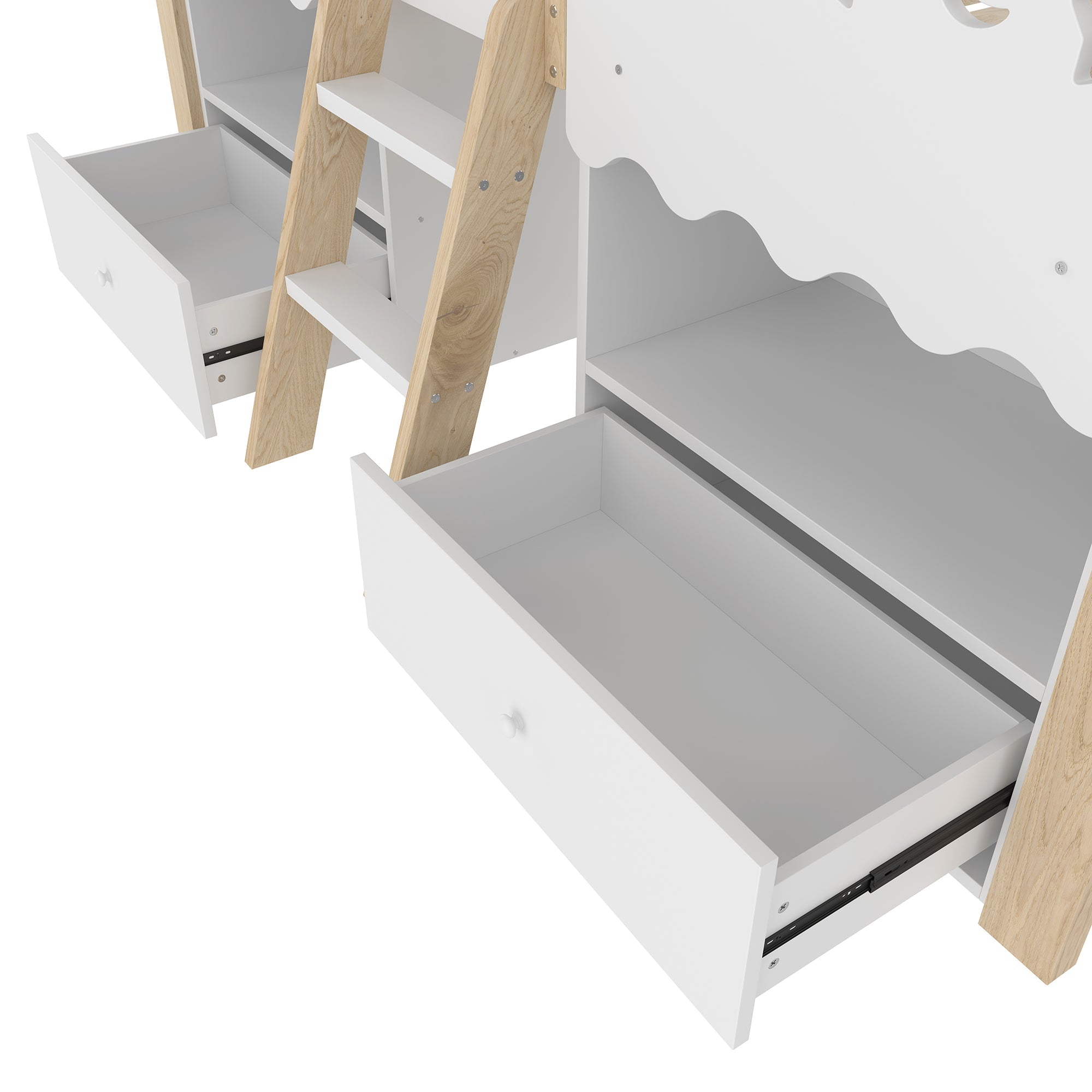 Logidon halfhoogslaper 90x200 huisvorm LED-lichtstrip 2 lades