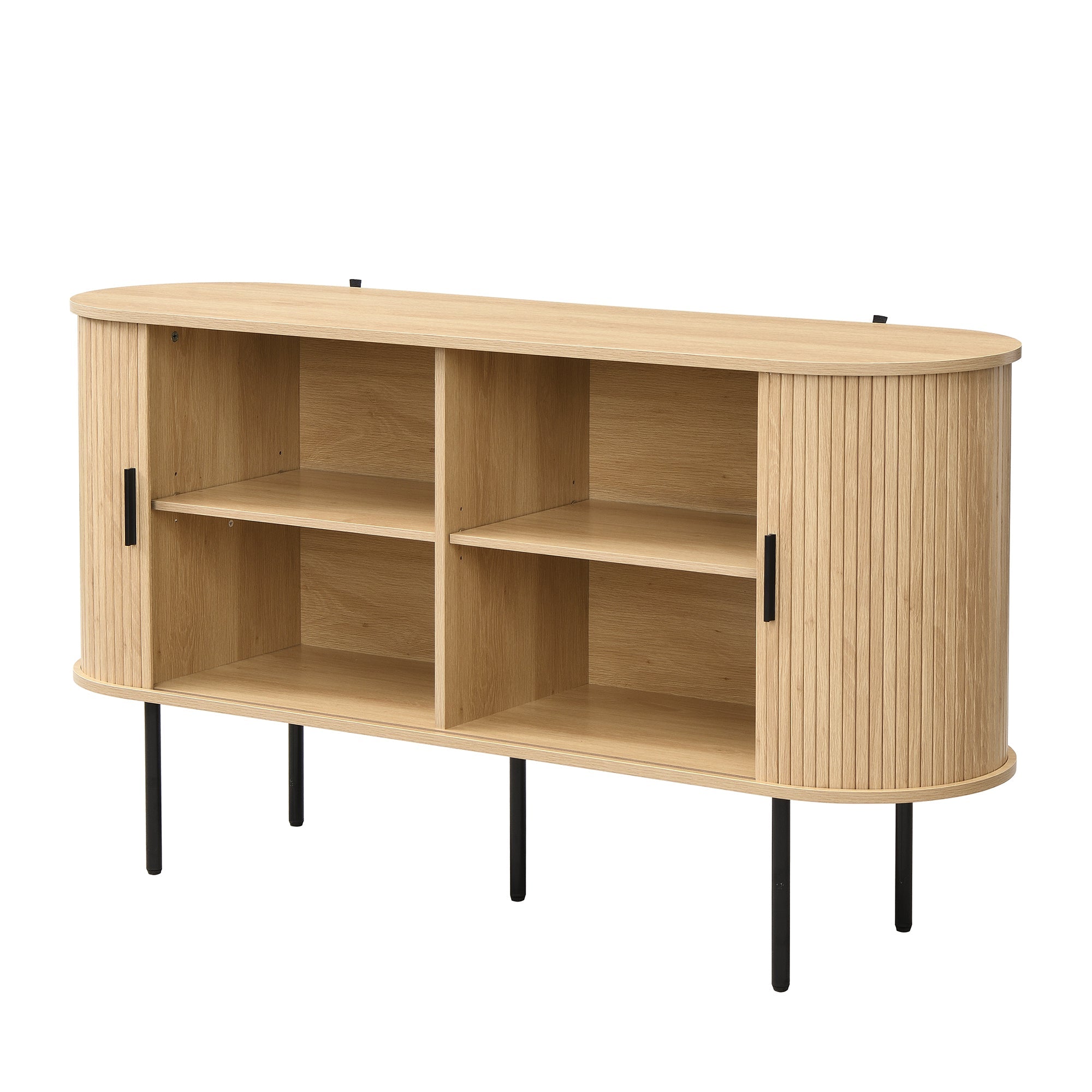 Logidon Modern MDF dressoir met rolluikdeuren en aluminium handgrepen