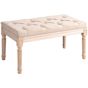 Logidon Vintage gestoffeerde bank beige 80x40x43 cm met knoopdetails