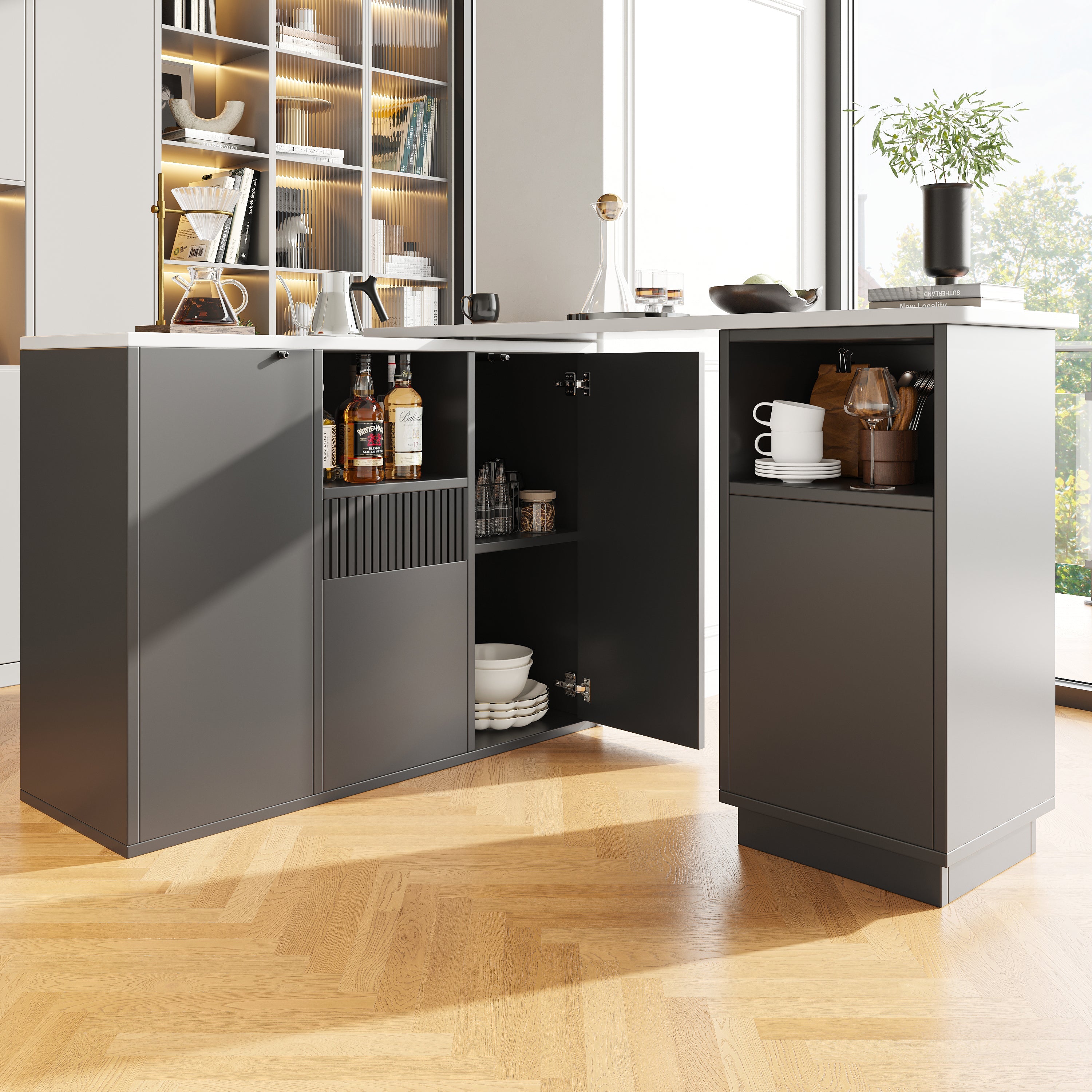 Logidon Draaibare Bartafel 360 Graden Zwart 210 x 30 x 100,9 cm