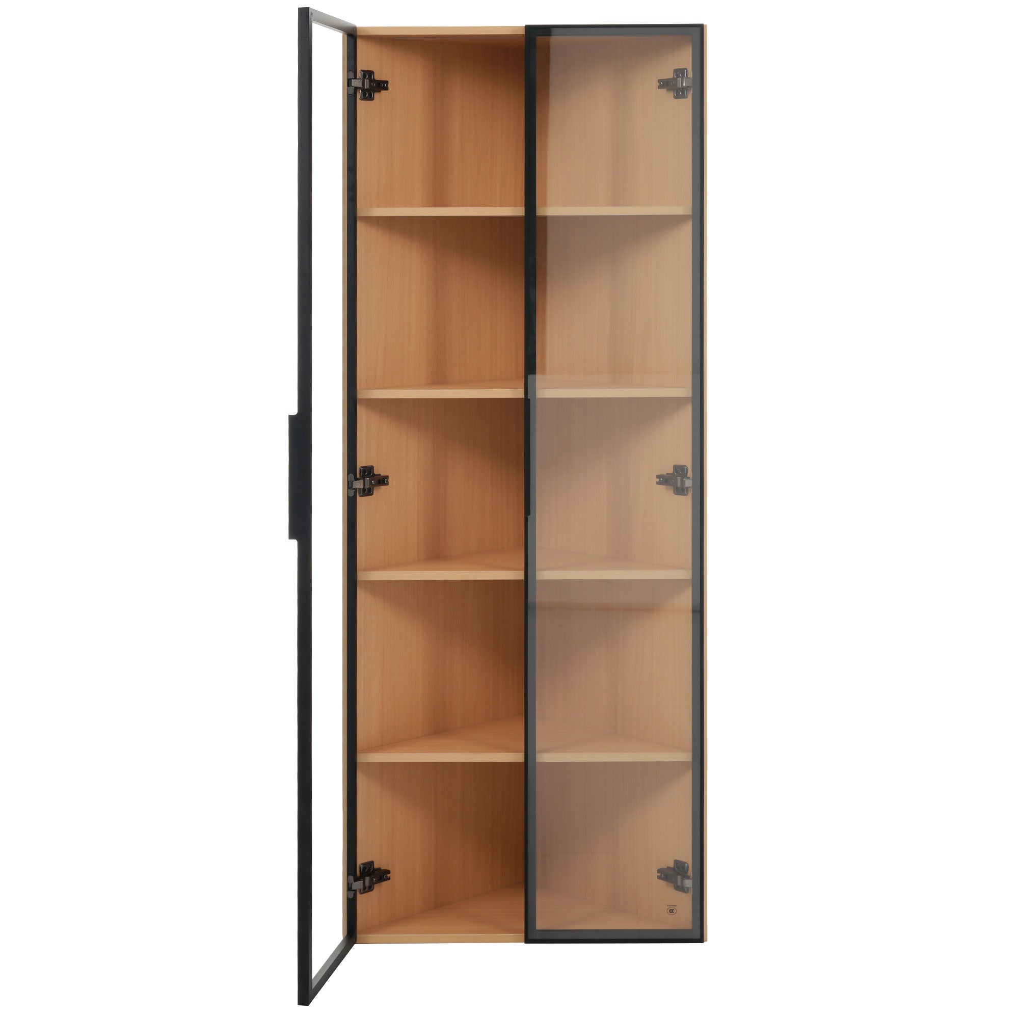 Logidon LED glazen vitrine 62 cm 35 cm 160 cm eiken hoekvitrine met deur