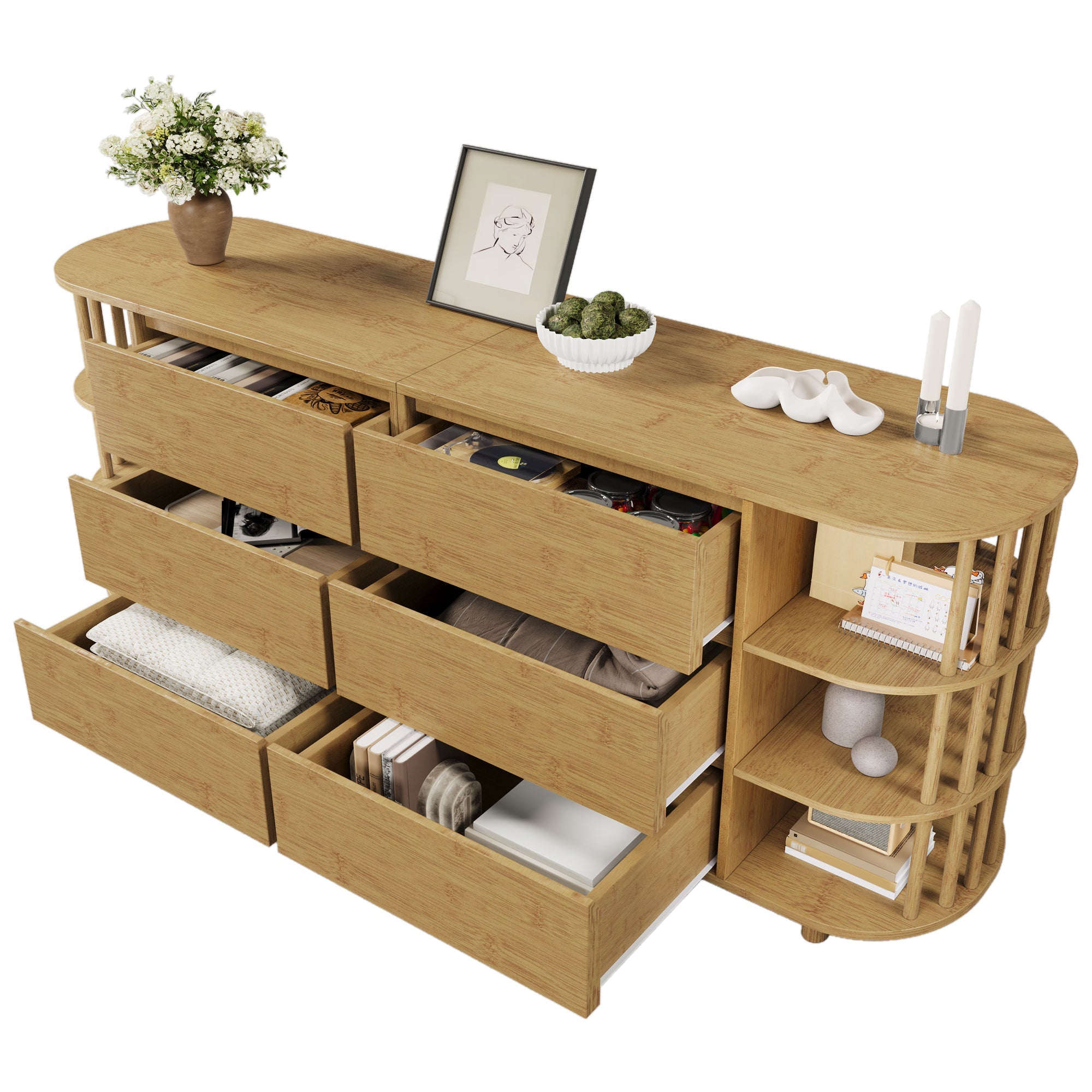 Logidon ladekast 160 cm eiken - Romeins design, 6 laden