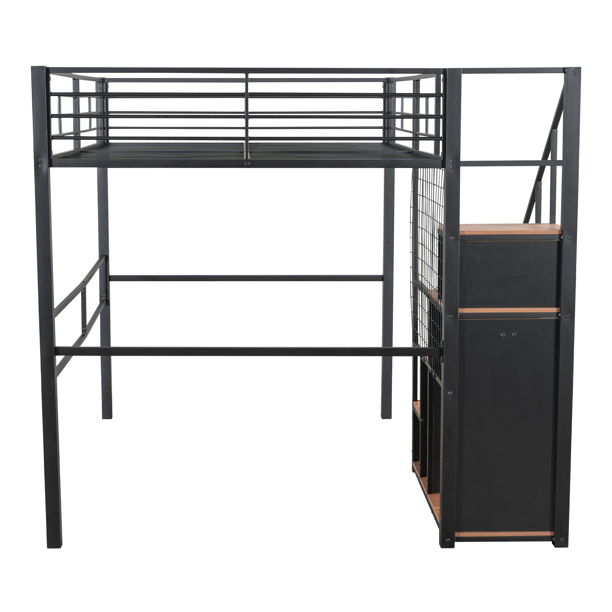 Logidon hoogslaper 140x200 met veiligheidsladder metalen frame zwart