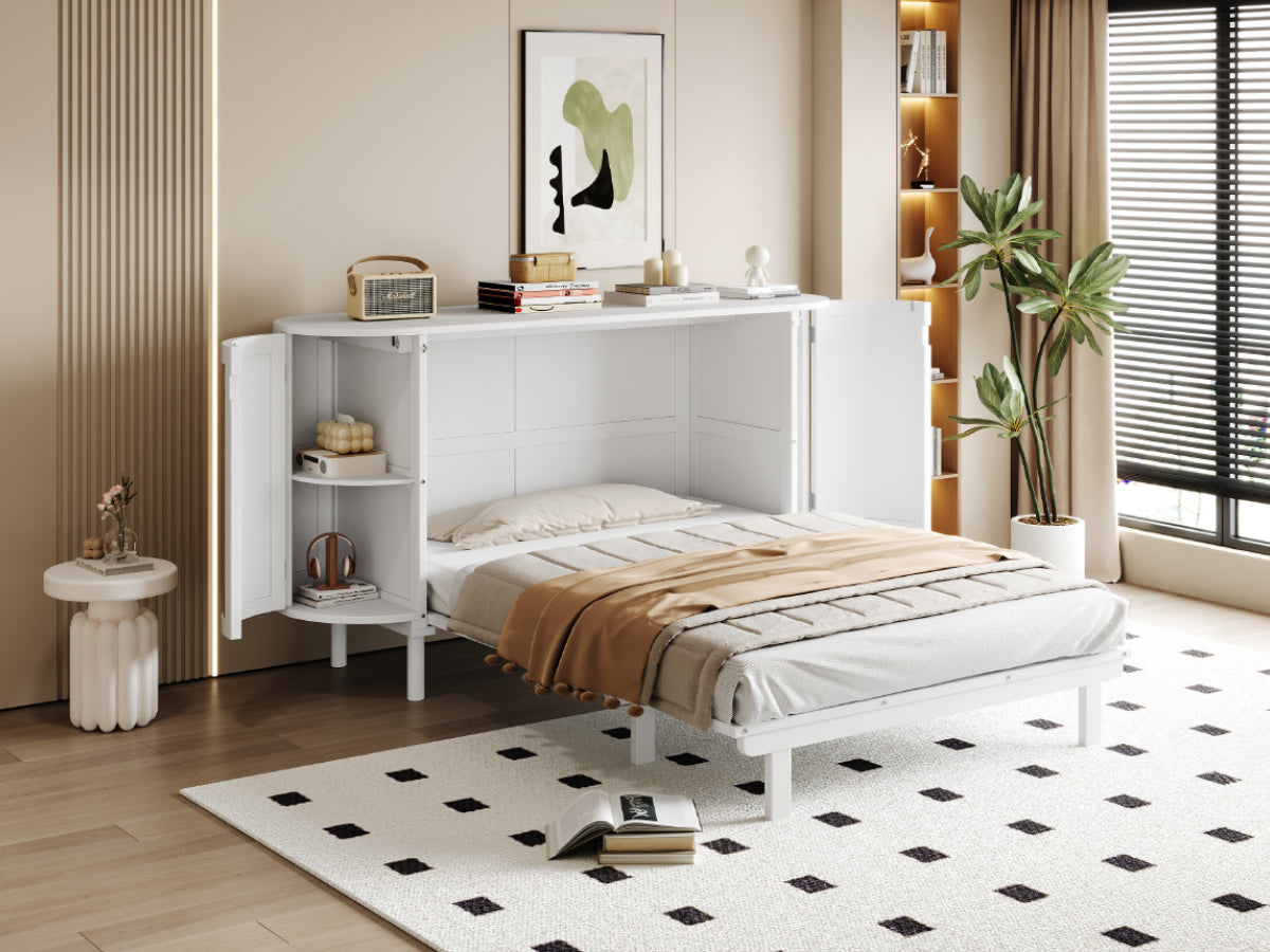 Logidon opklapbed 140x200 cm met lattenbodem, opbergvakken, wit