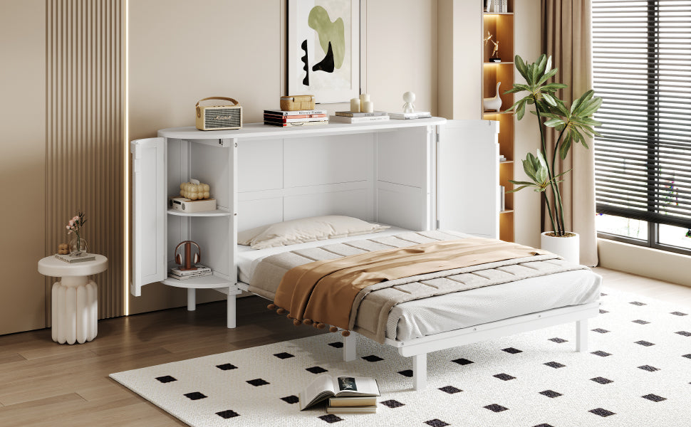 Logidon opklapbed 140x200 cm met lattenbodem, opbergvakken, wit