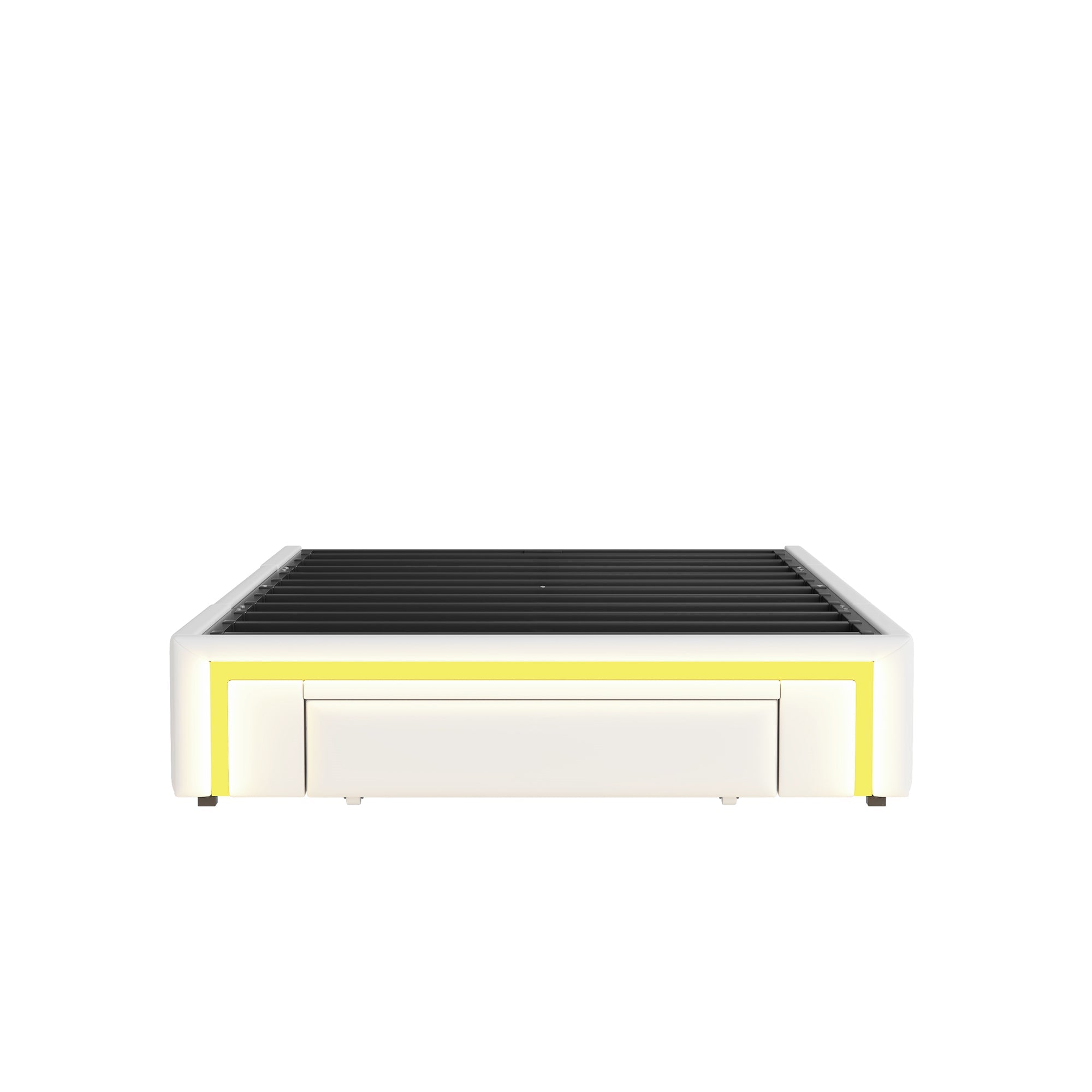 Logidon Bedframe 90x200 met lades PU-leer LED-verlichting Wit