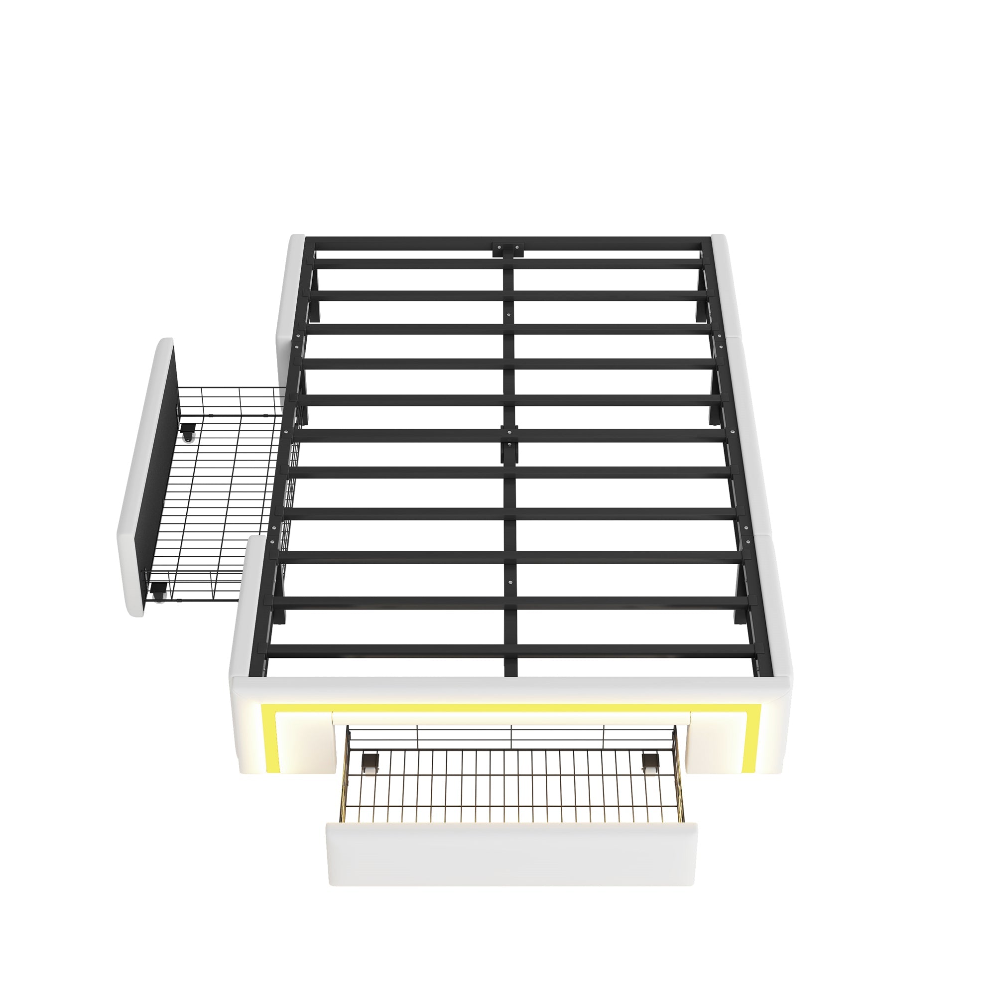 Logidon Bedframe 90x200 met lades PU-leer LED-verlichting Wit