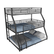 Logidon 3-persoonsstapelbed 90x200 cm metalen bedframe zwart