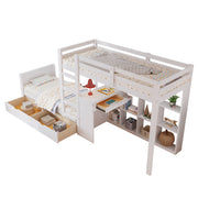 Logidon stapelbed 90x200 cm witte drietrapsladder met bureau