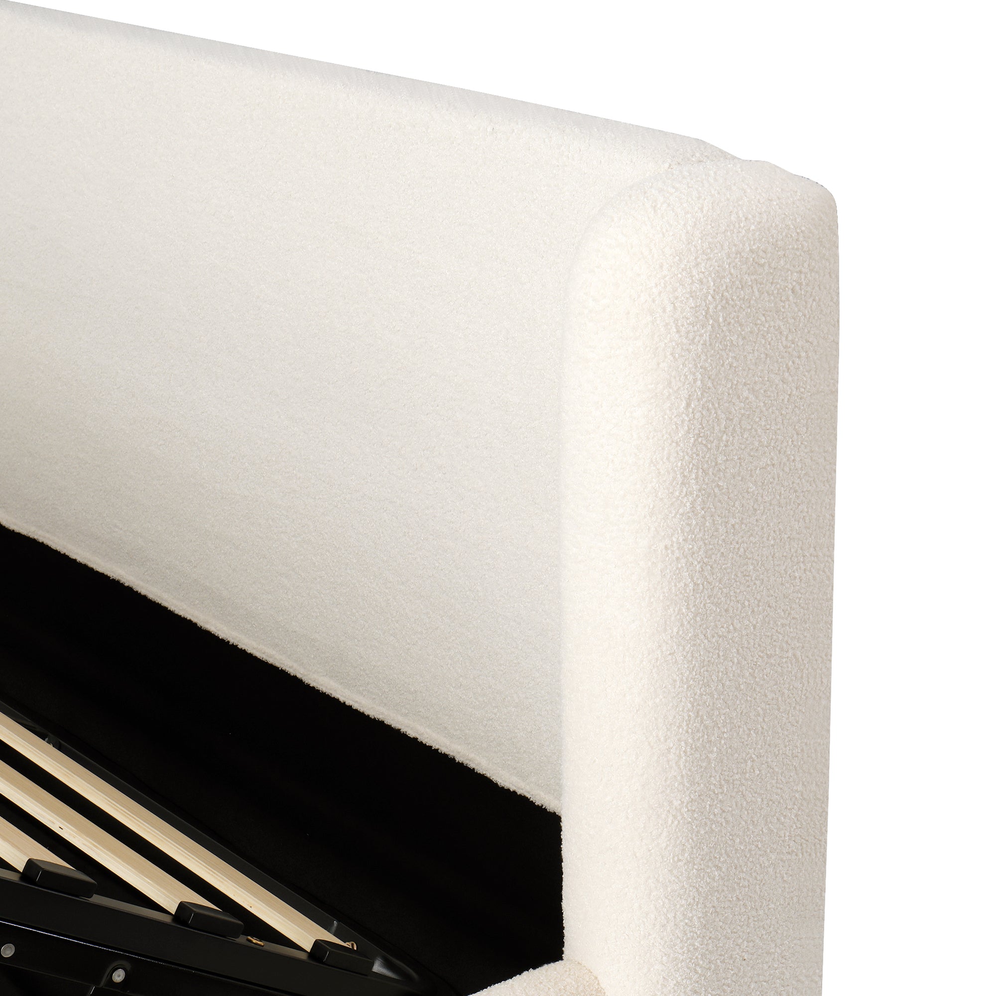 Logidon gestoffeerd bed tweepersoonsbed 160x200 beige bouclé met opbergruimte