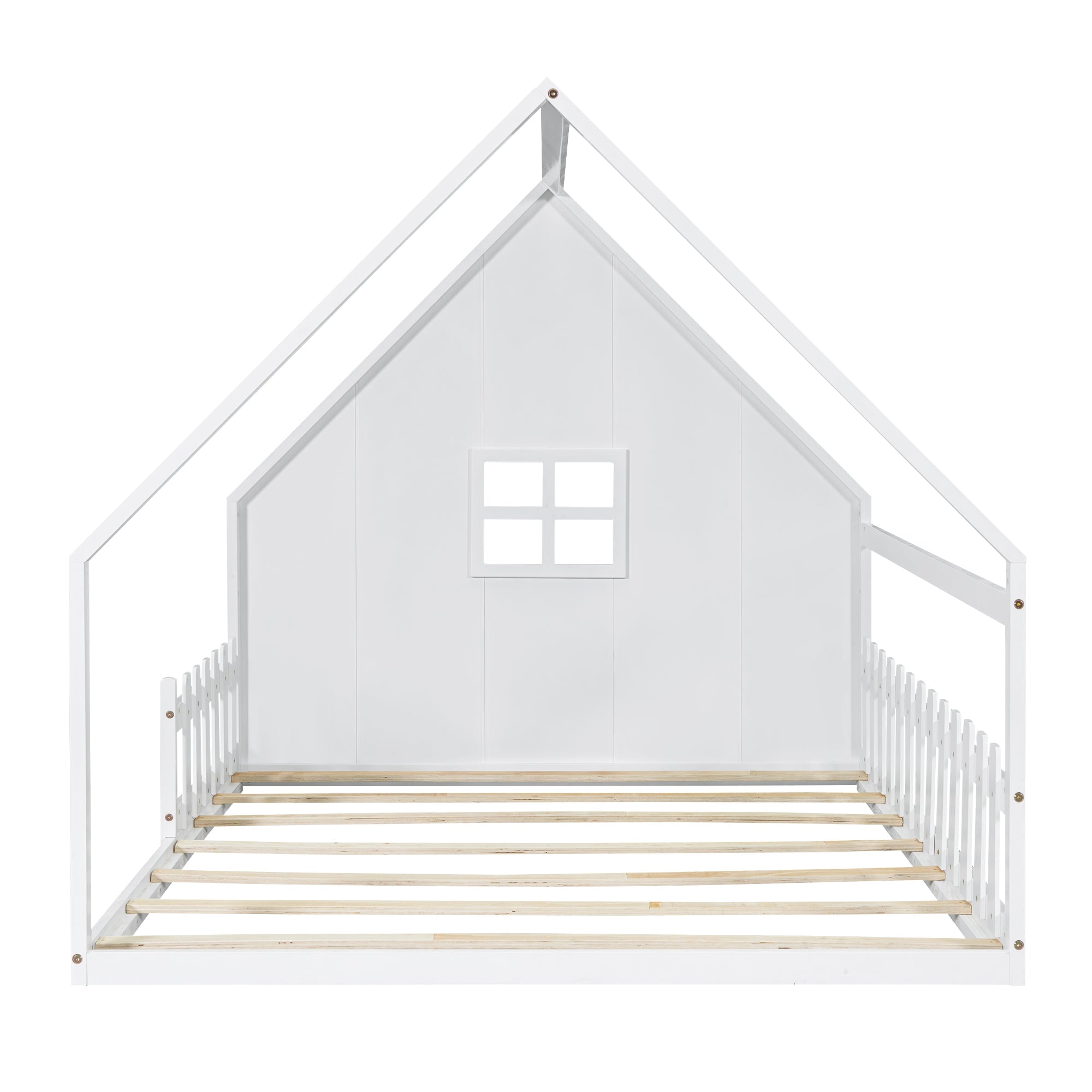 Logidon vlakbed 140x200 cm kinderbed wit grenenhouten huisbar