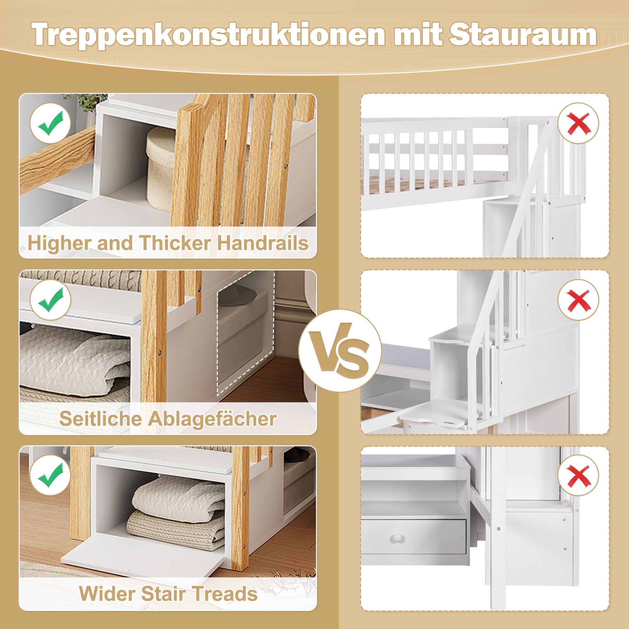 Logidon hoogslaper 140x200 cm met LED-verlichting wit en naturel