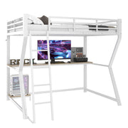 Logidon loft bed 90x200 with LED lighting and computer console white
