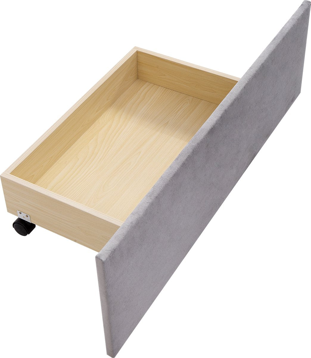 Merax Gestoffeerd Eenpersoonsbed met Lades 90 x 200 CM - Bed met Opbergruimte - Grijs afbeelding 21