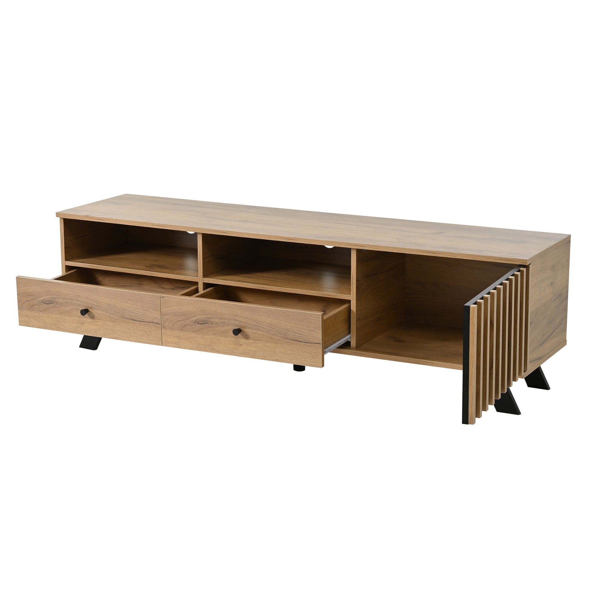 Logidon TV-meubel 150 x 38 x 44 cm natuurlijke houtlook 2 lades
