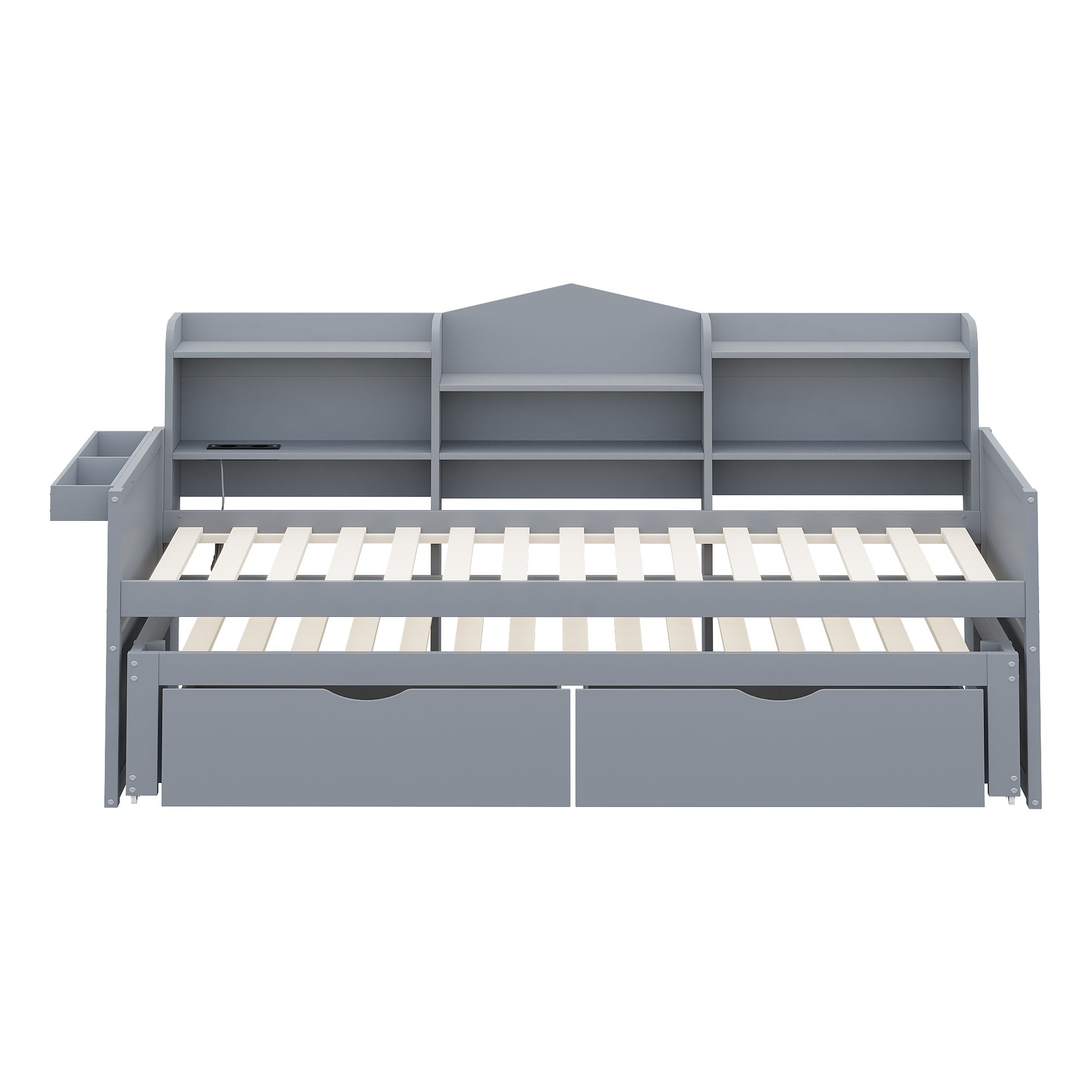 Logidon slaapbank 90x200 grijs met uitschuifbaar bed 90x190 USB