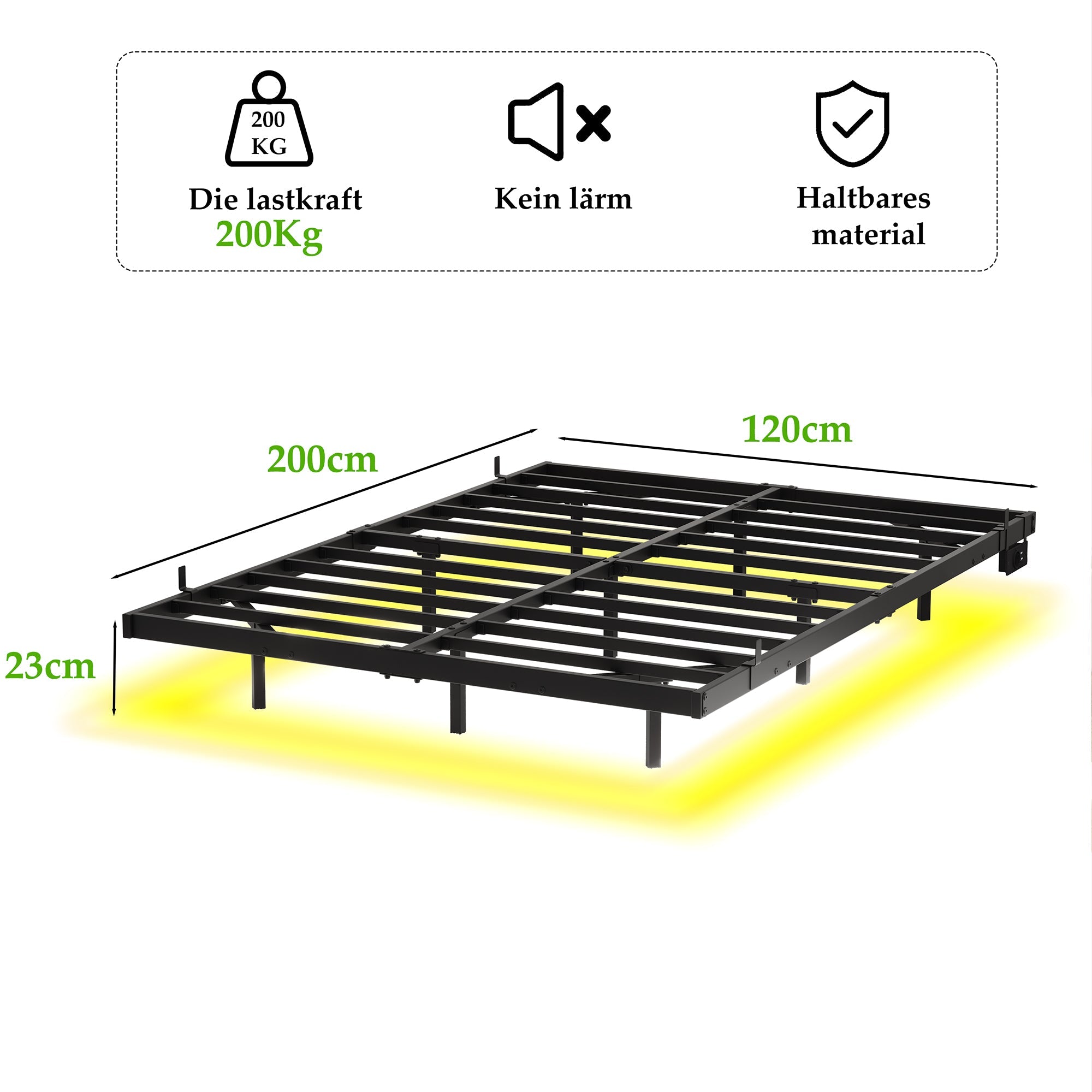 Logidon 120x200 zwevend bed metalen bedframe met LED-verlichting