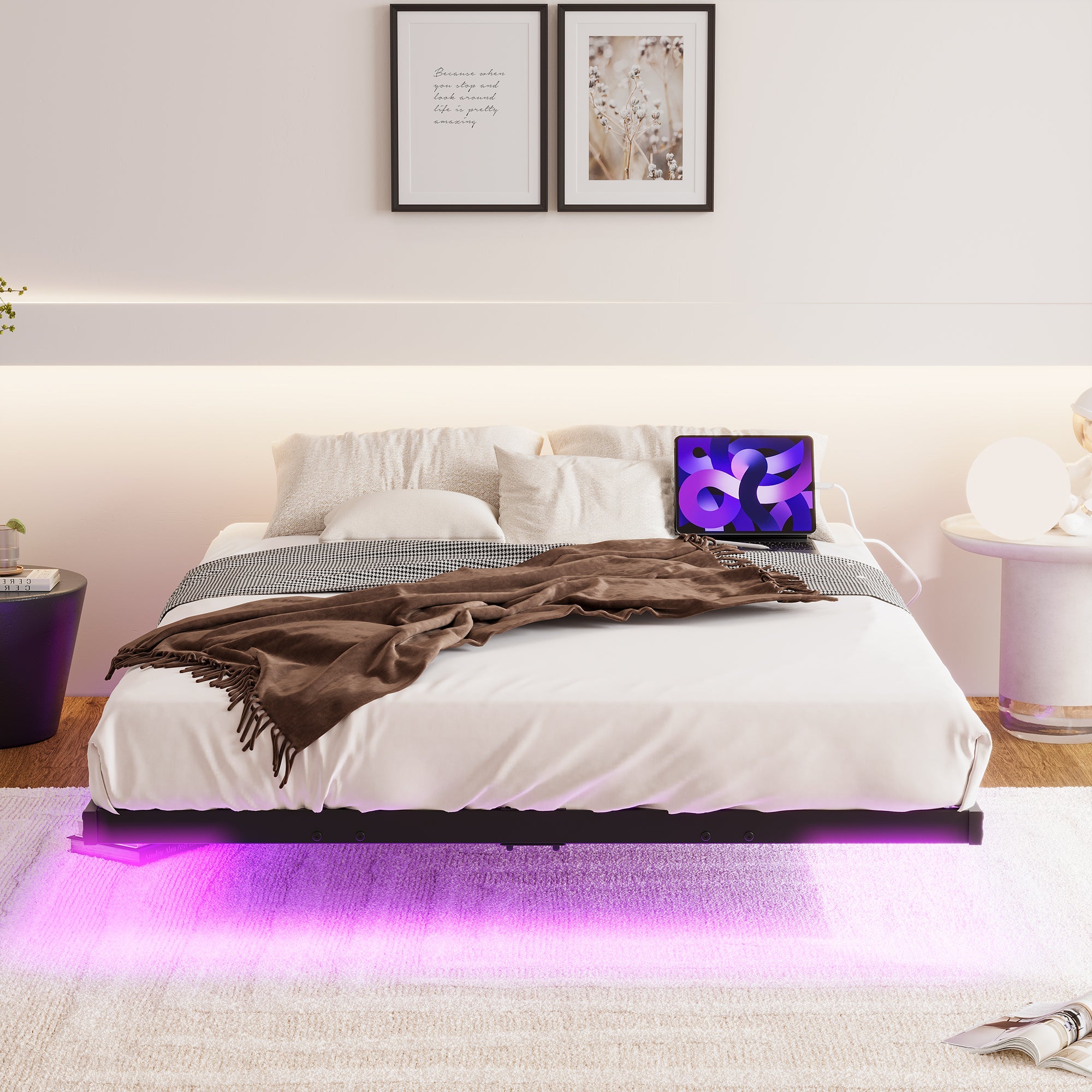 Logidon 120x200 zwevend bed metalen bedframe met LED-verlichting
