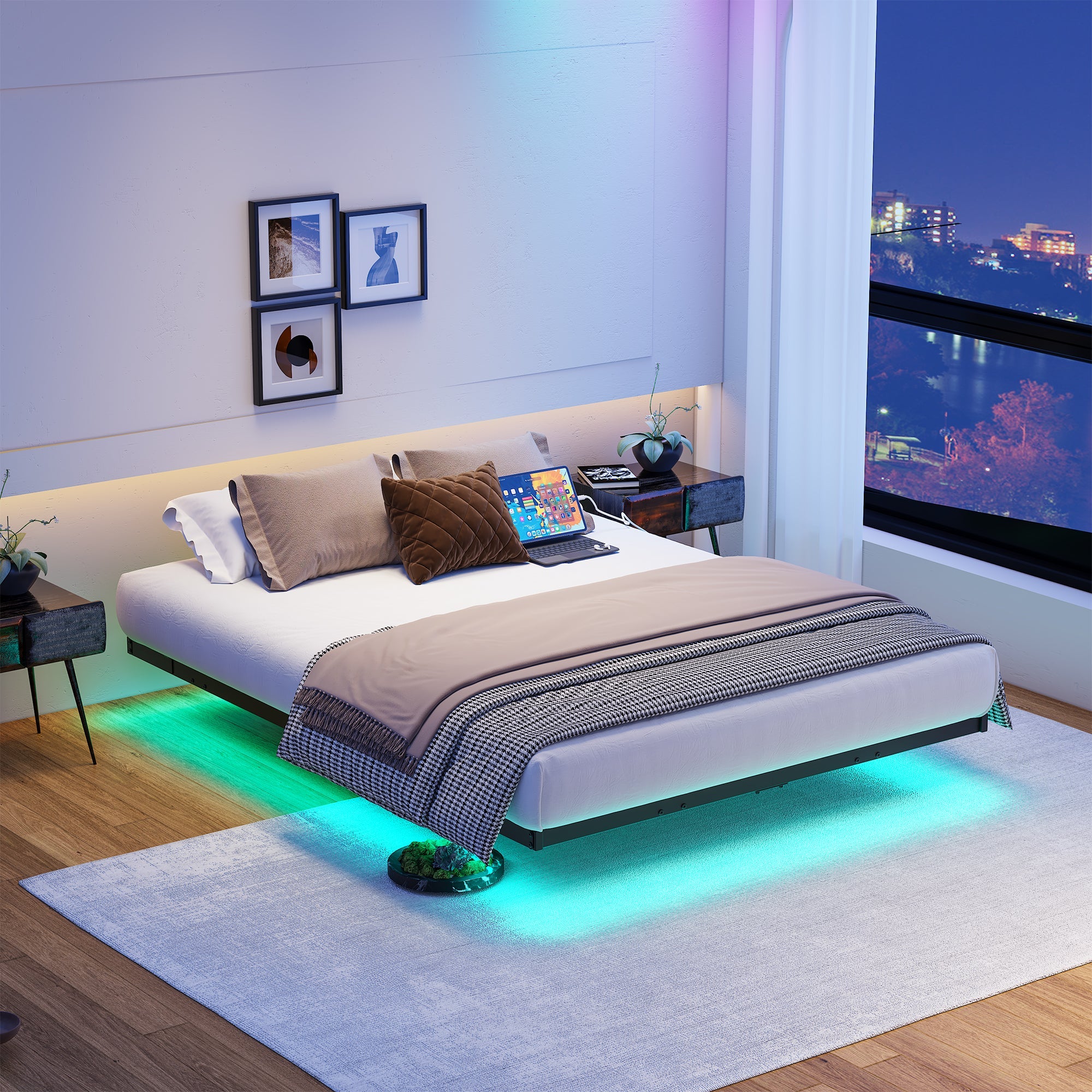 Logidon 120x200 zwevend bed metalen bedframe met LED-verlichting