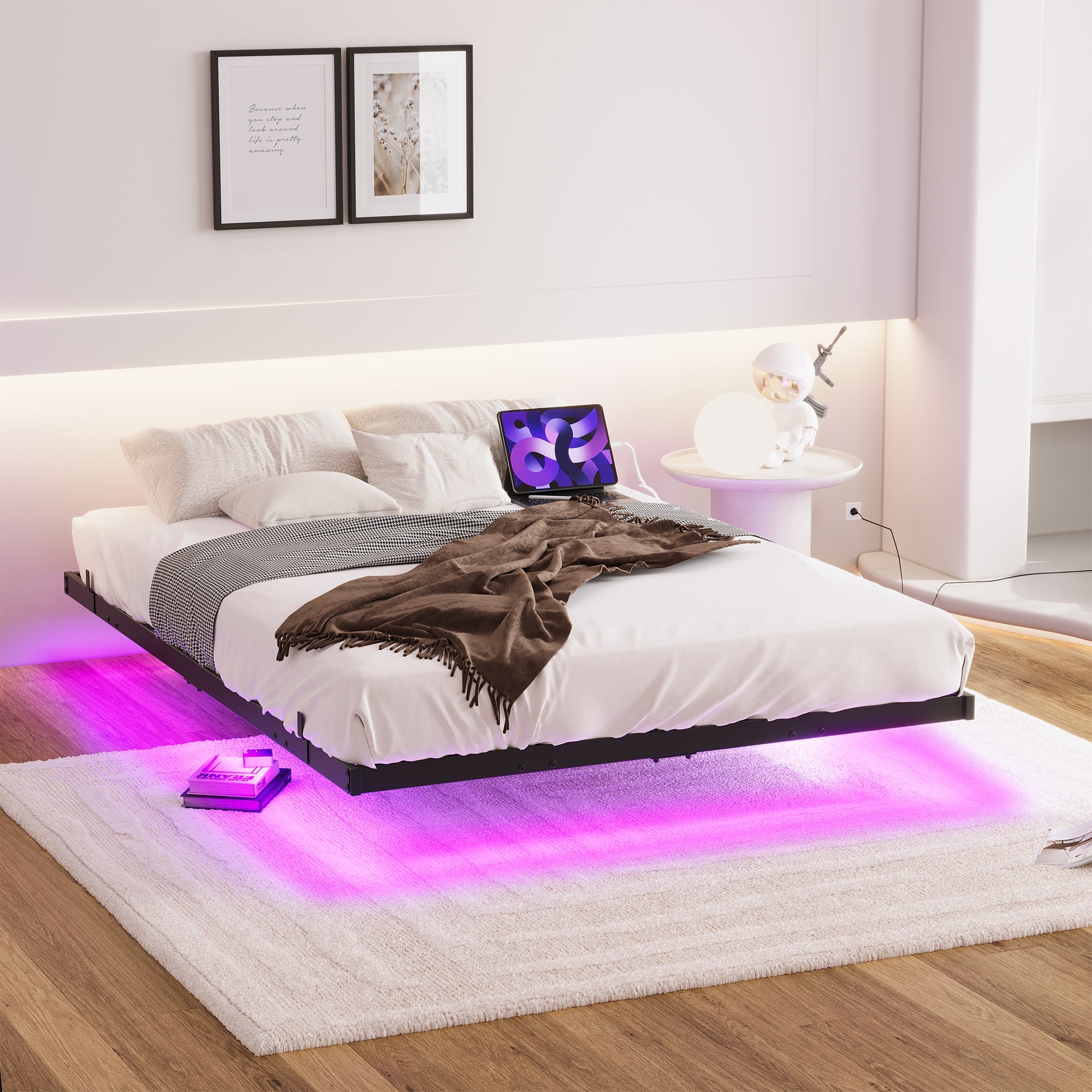 Logidon 120x200 zwevend bed metalen bedframe met LED-verlichting