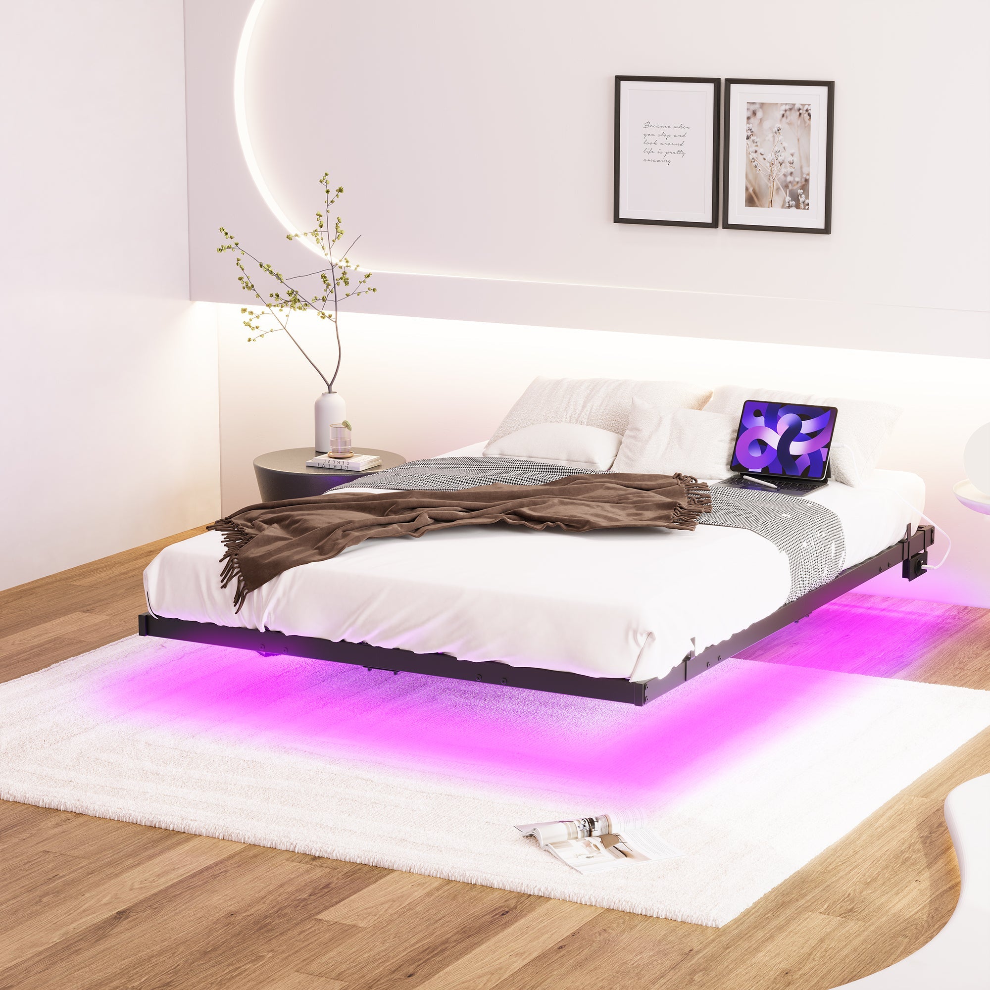 Logidon 120x200 zwevend bed metalen bedframe met LED-verlichting