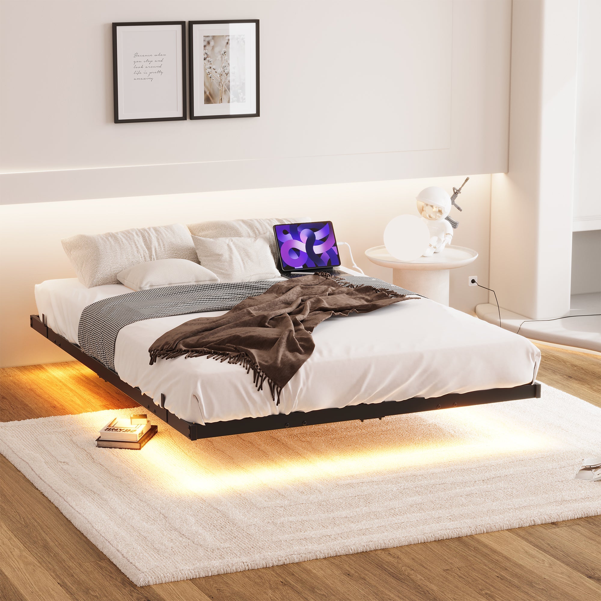 Logidon 120x200 zwevend bed metalen bedframe met LED-verlichting
