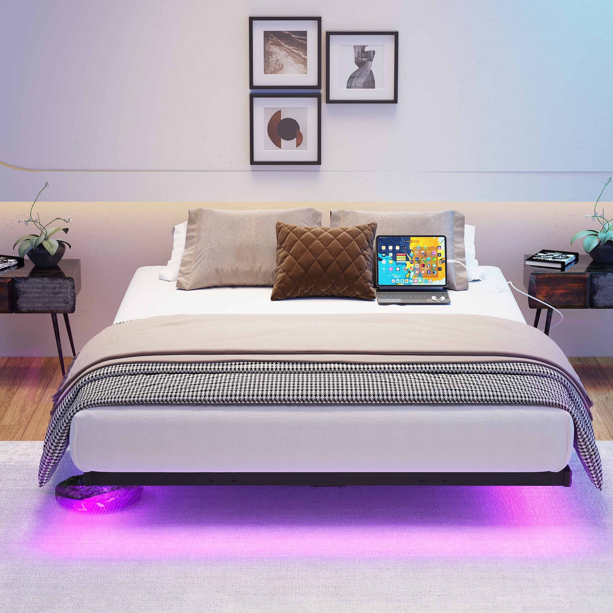 Logidon 120x200 zwevend bed metalen bedframe met LED-verlichting