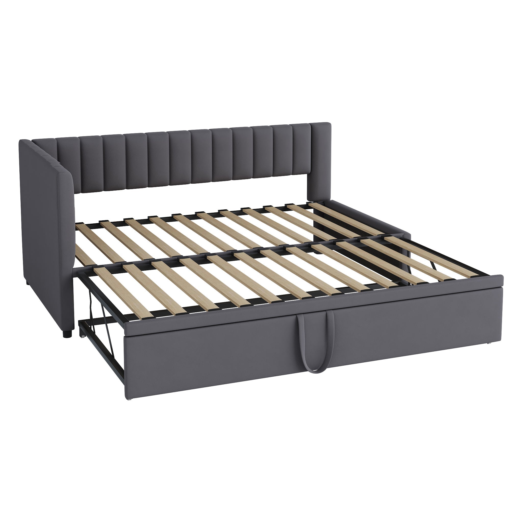 Logidon sofa bed L shape with pull-out bed 90/180x200 cm velvet gray